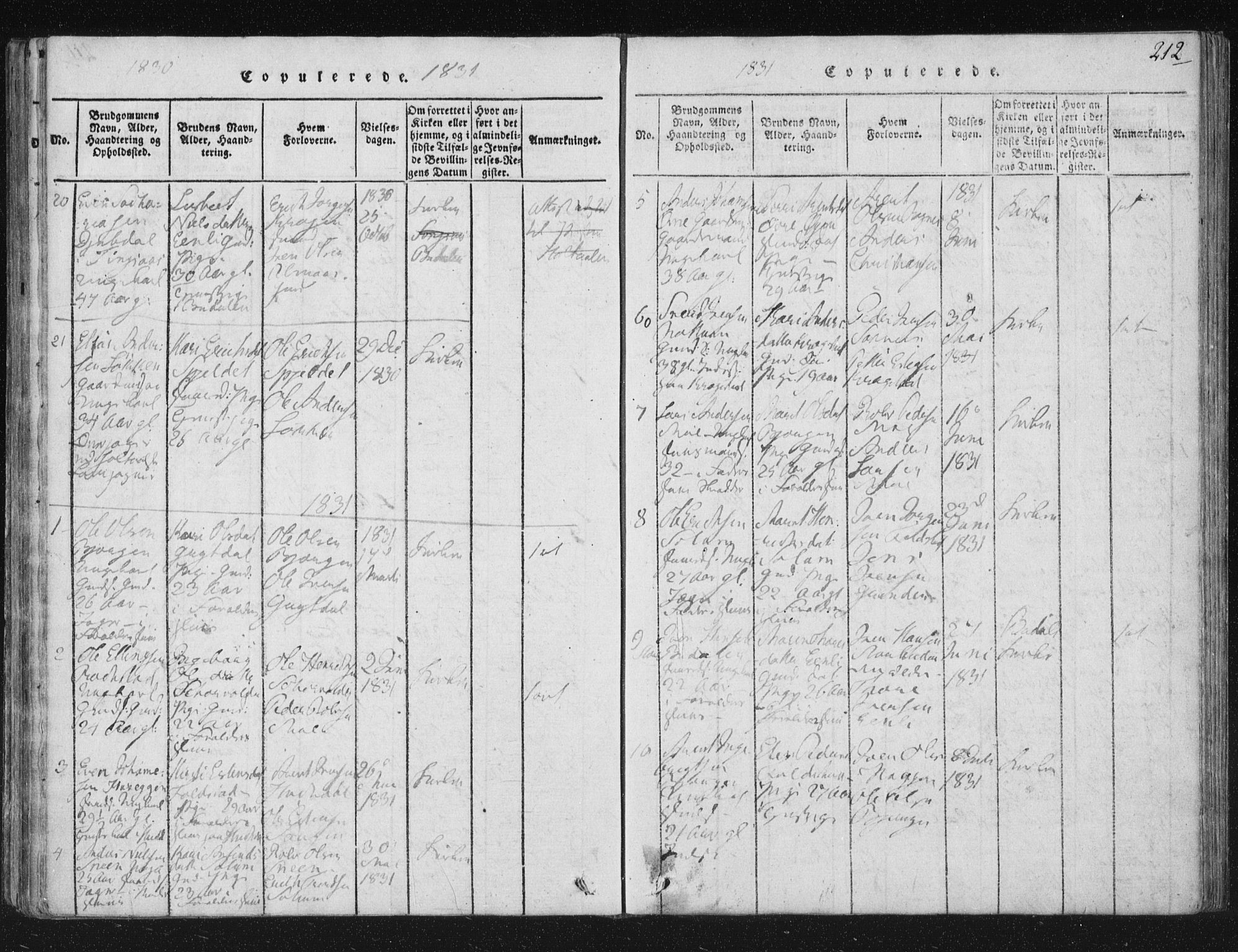 Ministerialprotokoller, klokkerbøker og fødselsregistre - Sør-Trøndelag, SAT/A-1456/687/L0996: Parish register (official) no. 687A04, 1816-1842, p. 212