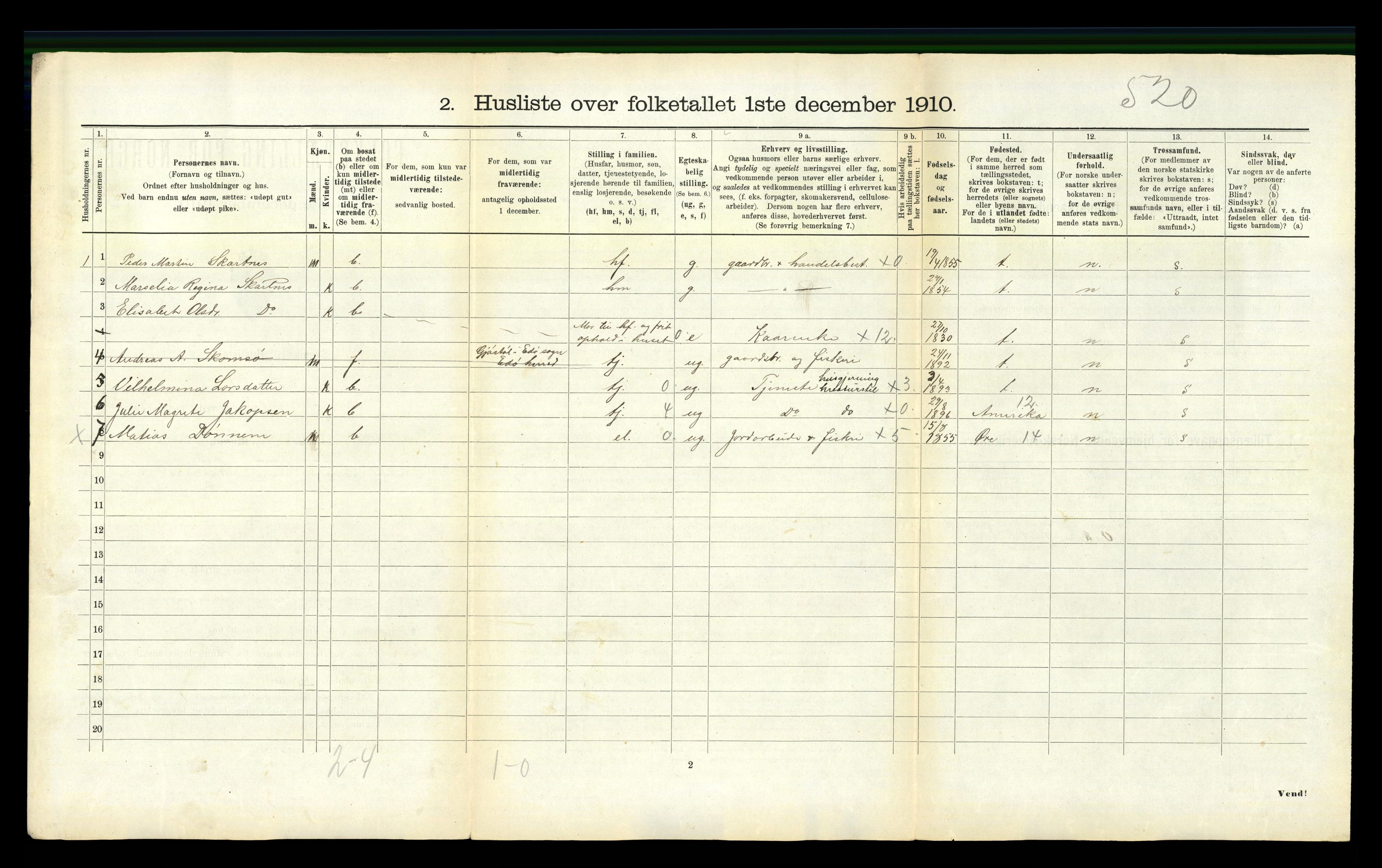 RA, 1910 census for Edøy, 1910, p. 227