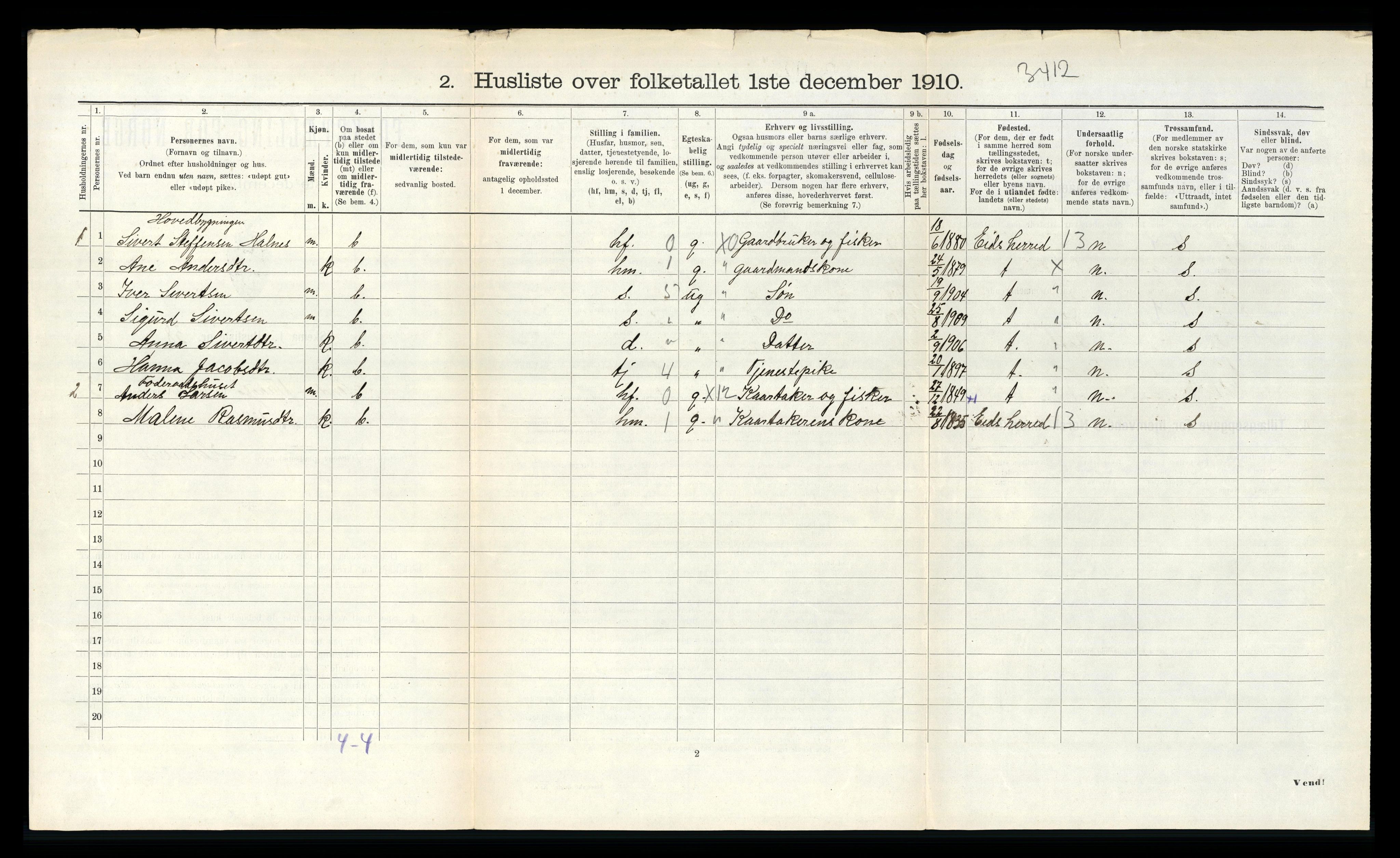 RA, 1910 census for Sør-Vågsøy, 1910, p. 385