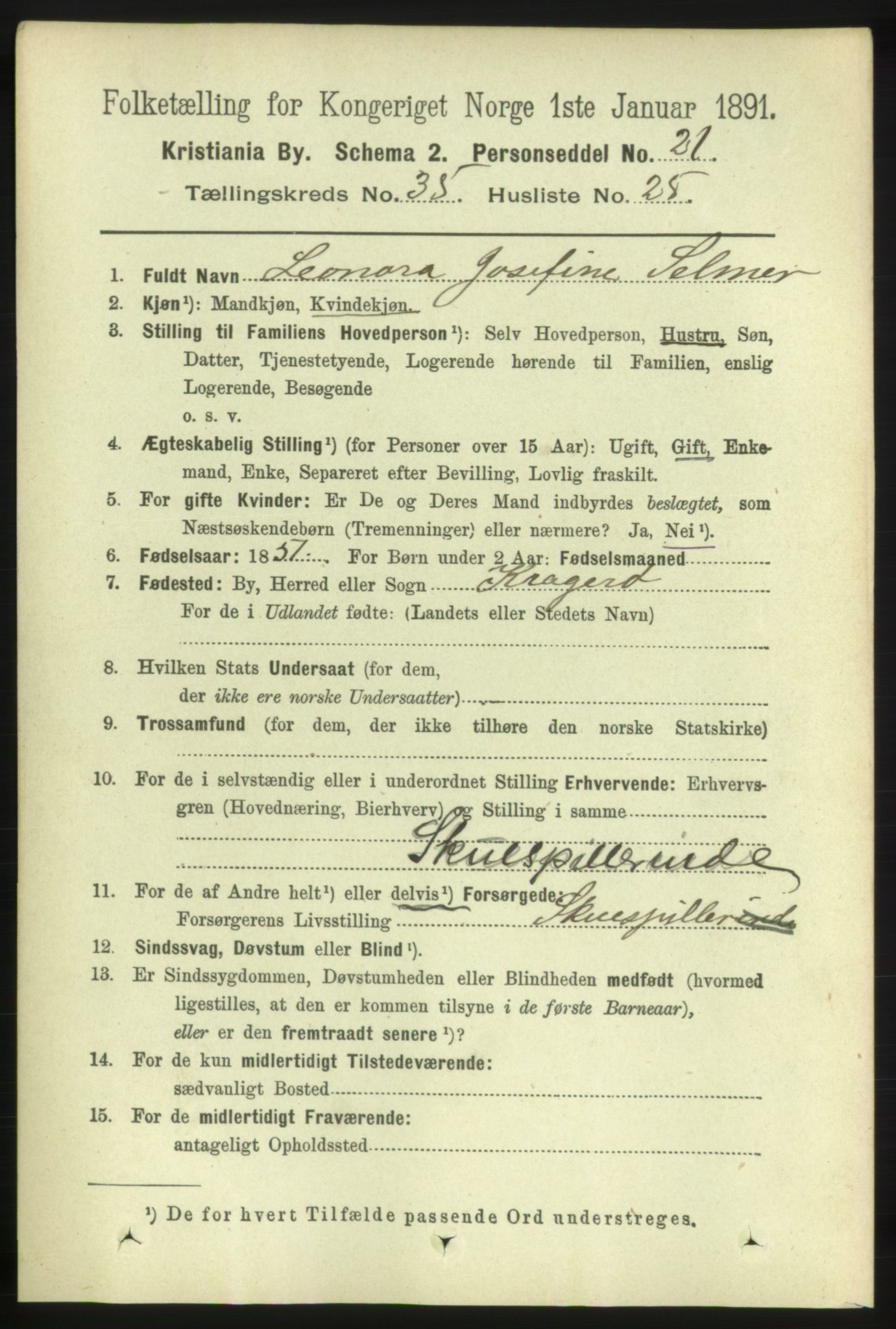 RA, 1891 census for 0301 Kristiania, 1891, p. 19911