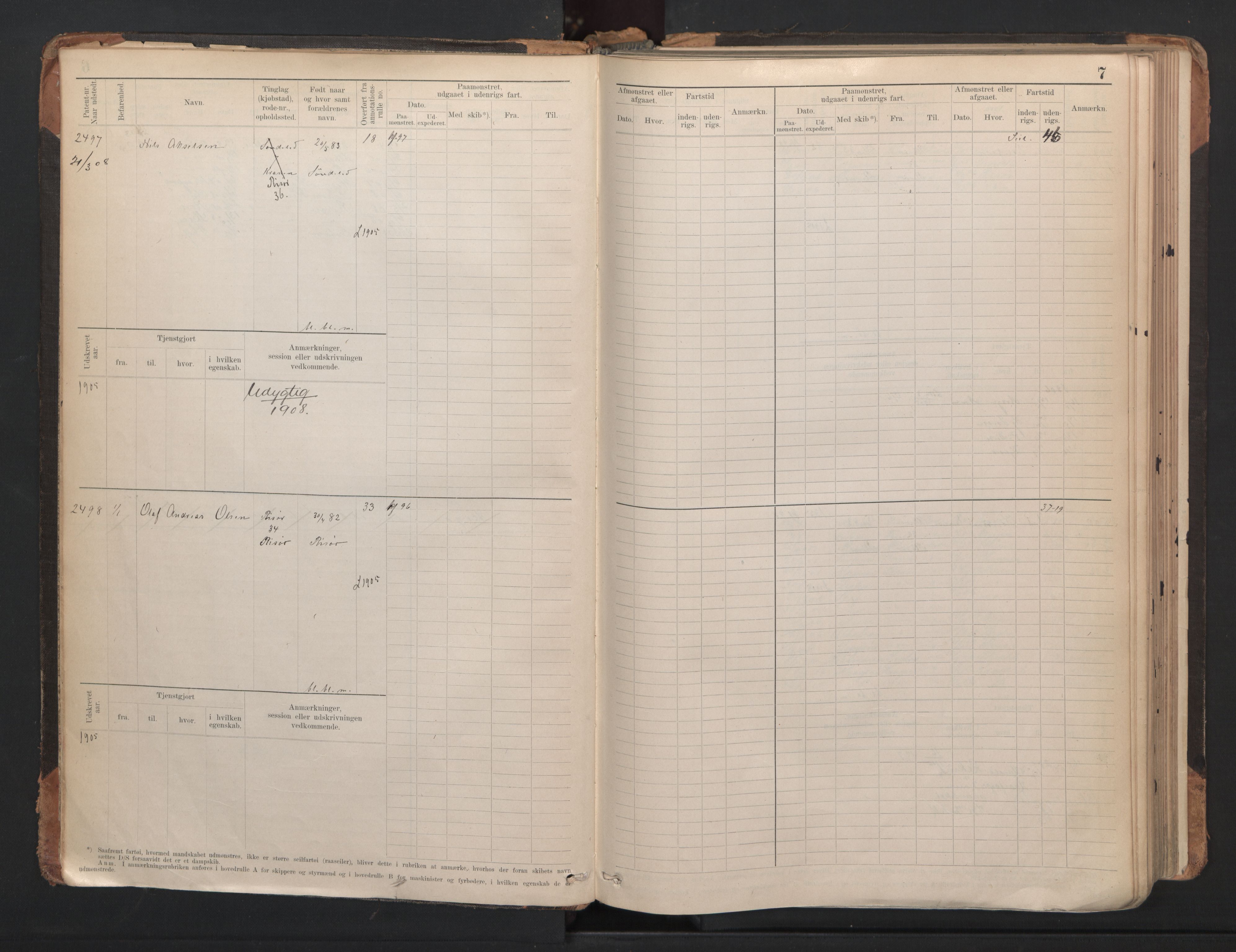 Risør mønstringskrets, AV/SAK-2031-0010/F/Fb/L0005: Hovedrulle A nr 2485-3065, Q-5, 1904-1948, p. 10