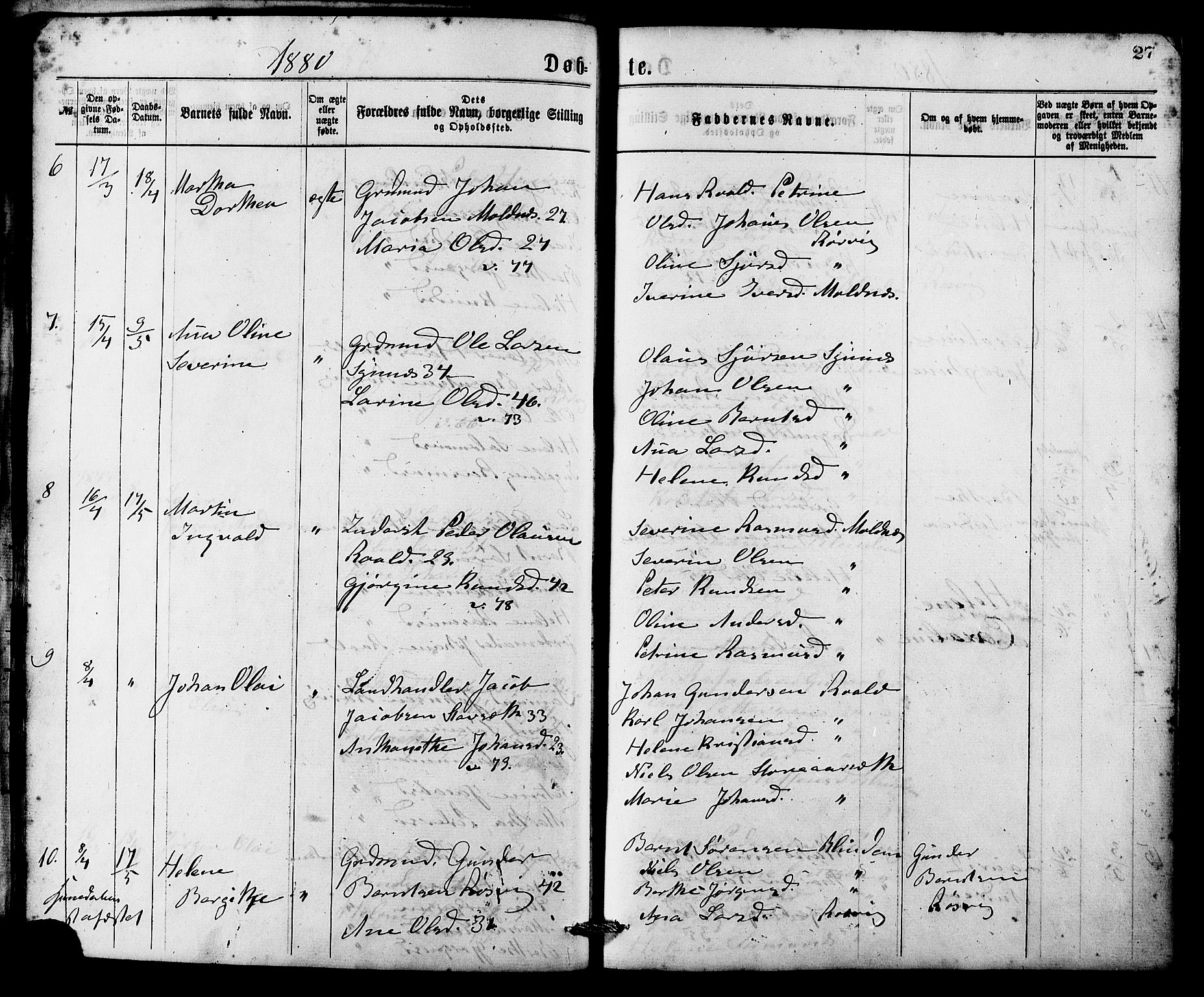 Ministerialprotokoller, klokkerbøker og fødselsregistre - Møre og Romsdal, AV/SAT-A-1454/537/L0519: Parish register (official) no. 537A03, 1876-1889, p. 27