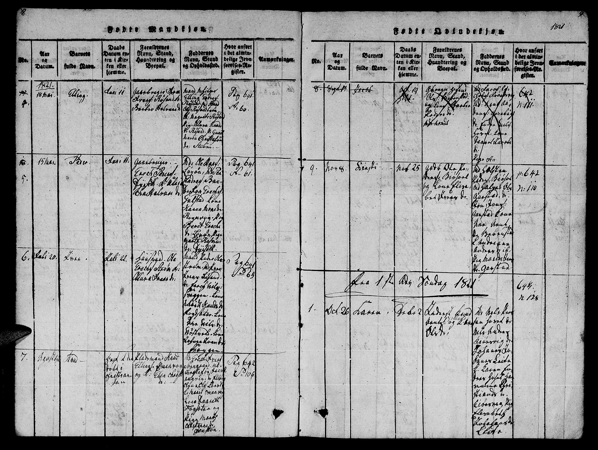 Ministerialprotokoller, klokkerbøker og fødselsregistre - Møre og Romsdal, SAT/A-1454/569/L0818: Parish register (official) no. 569A04, 1820-1828, p. 8-9