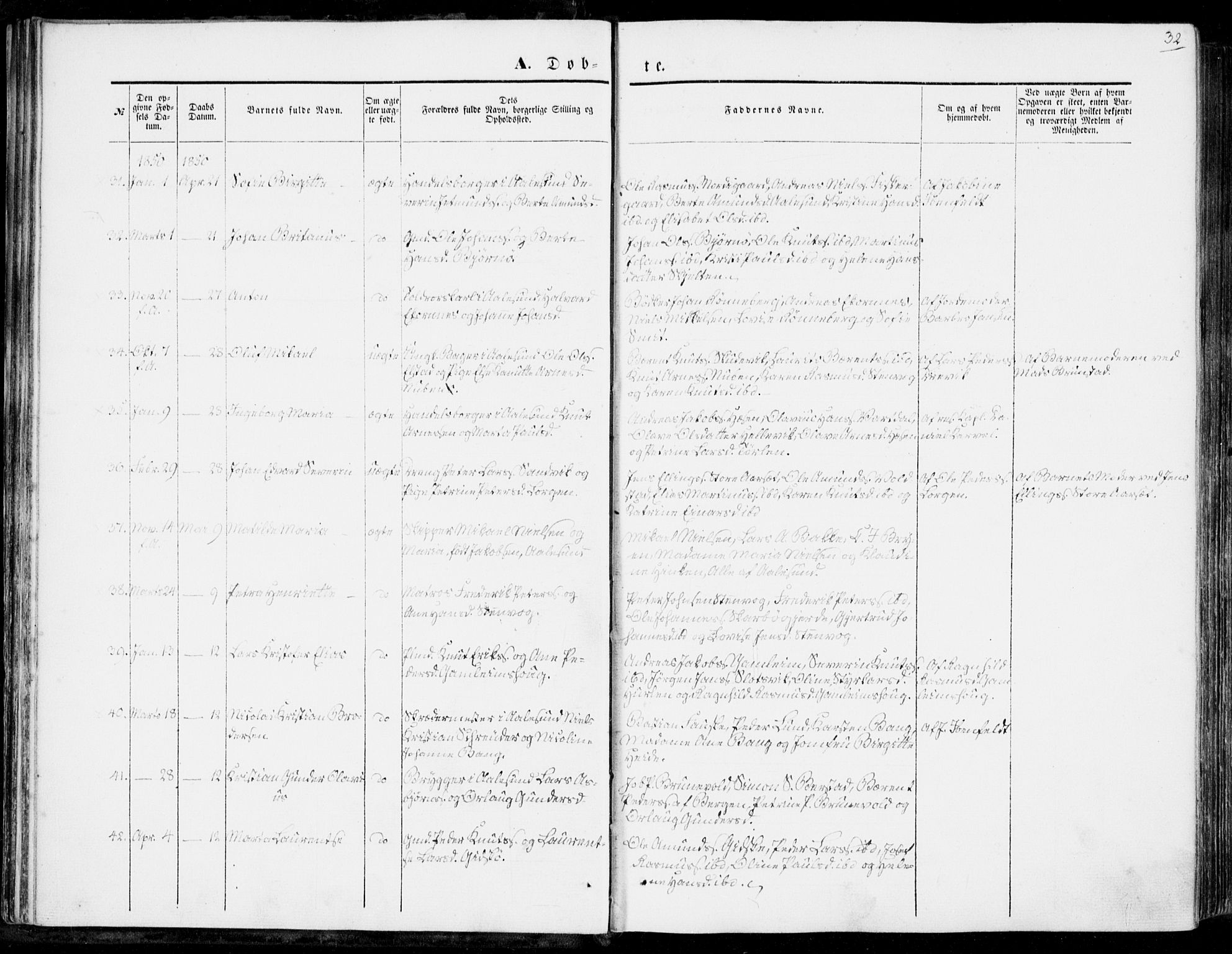 Ministerialprotokoller, klokkerbøker og fødselsregistre - Møre og Romsdal, AV/SAT-A-1454/528/L0397: Parish register (official) no. 528A08, 1848-1858, p. 32