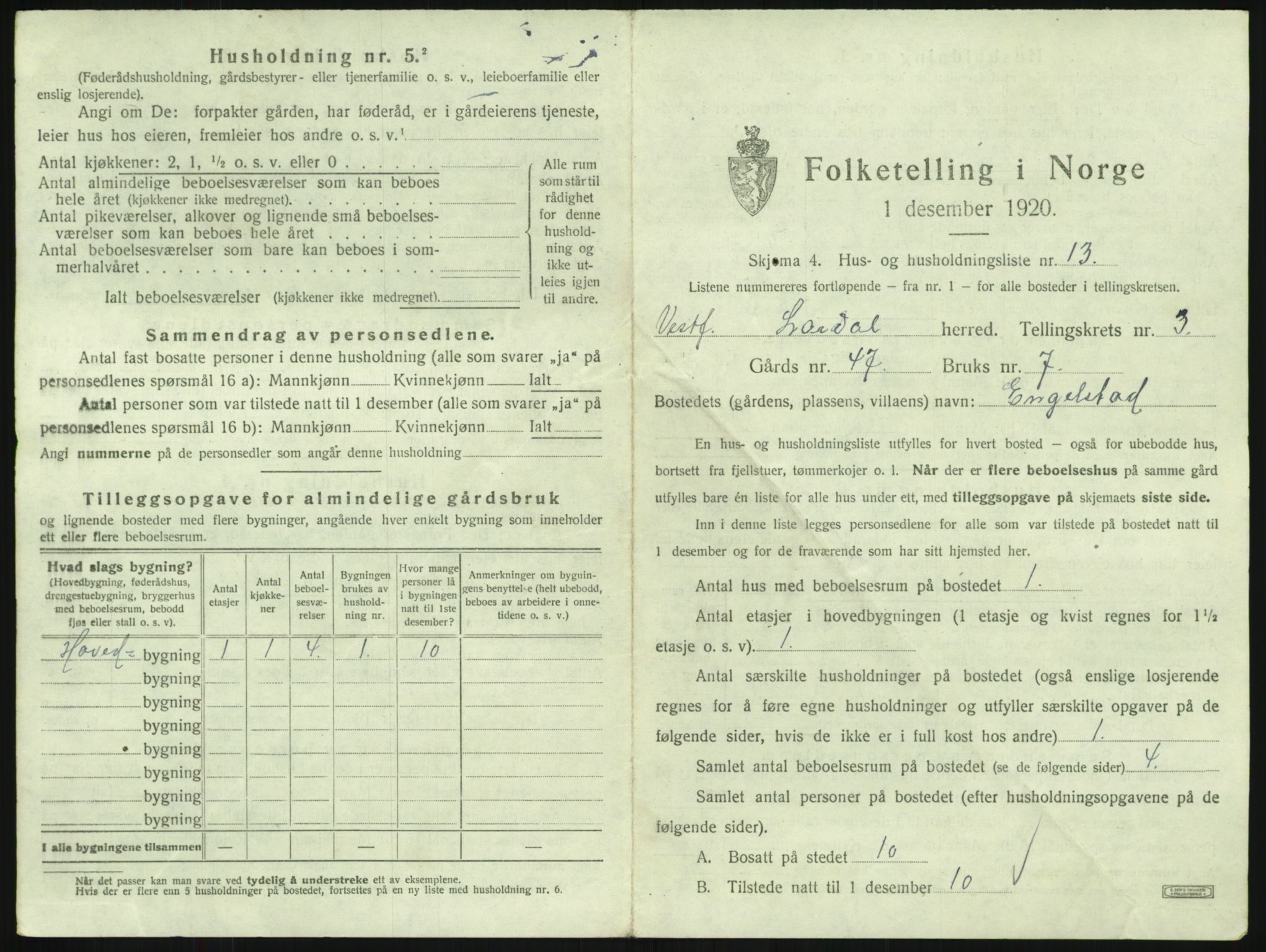 SAKO, 1920 census for Lardal, 1920, p. 341