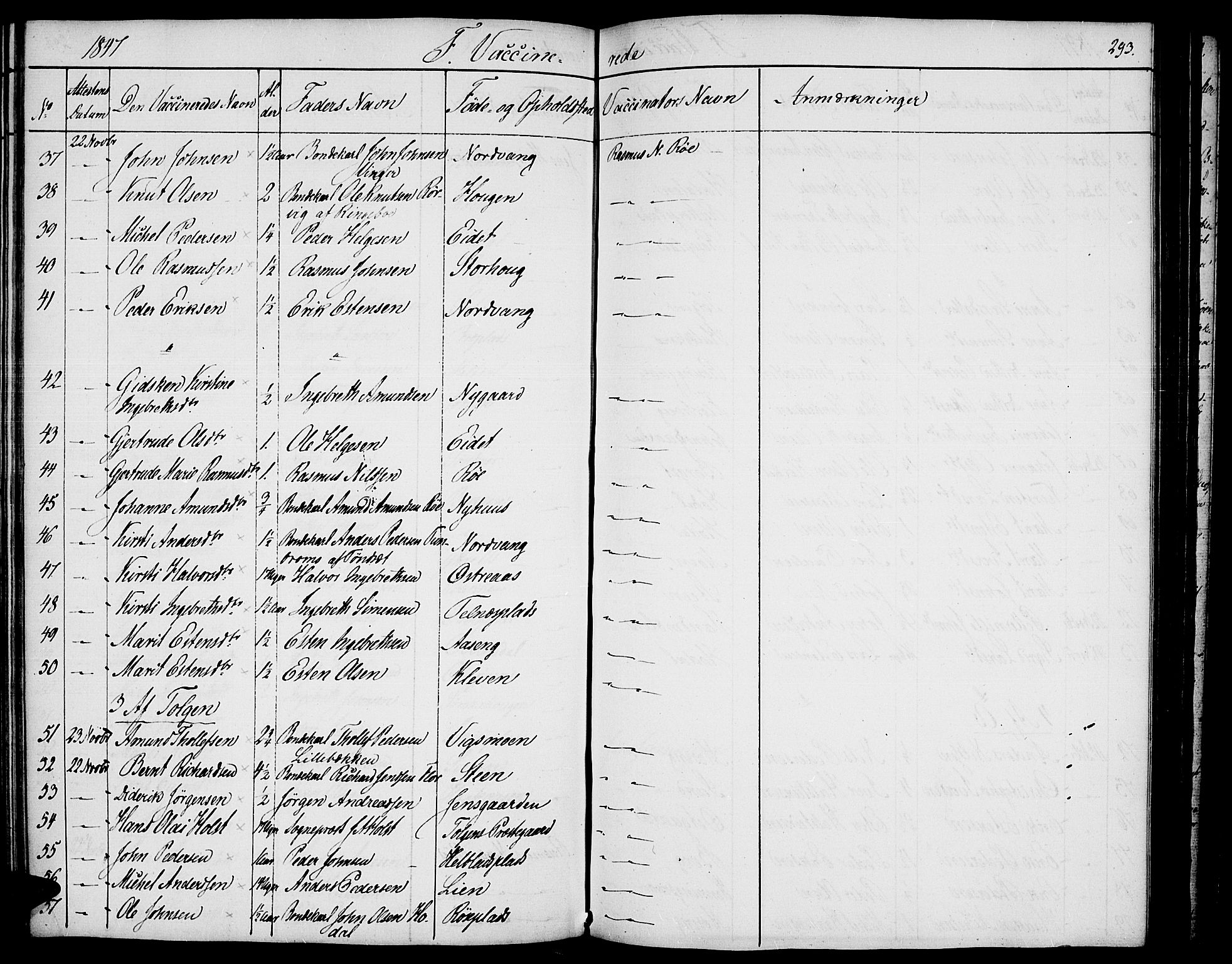 Tolga prestekontor, SAH/PREST-062/K/L0005: Parish register (official) no. 5, 1836-1852, p. 293