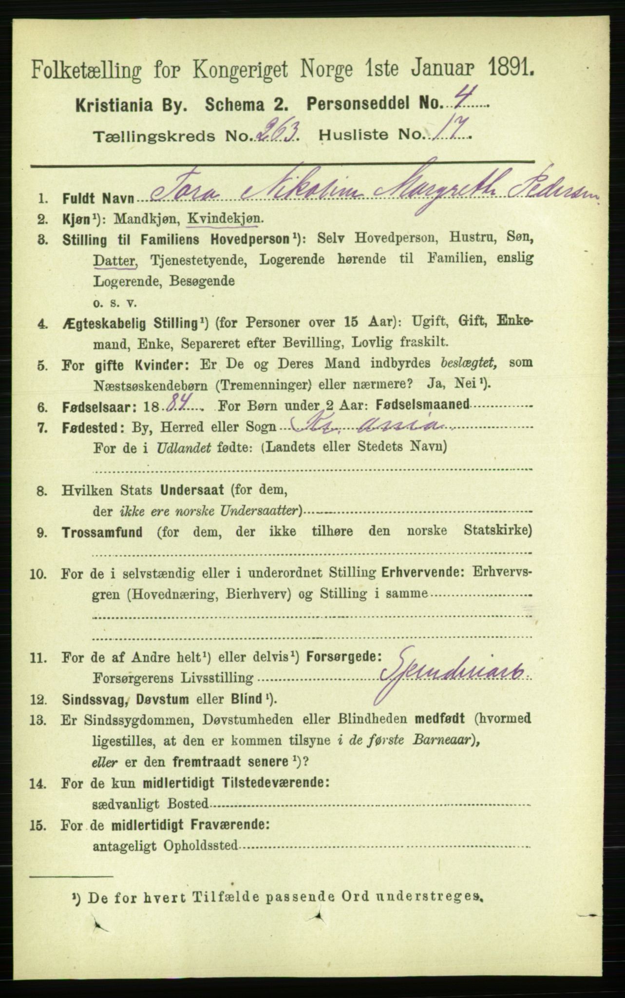 RA, 1891 census for 0301 Kristiania, 1891, p. 159909