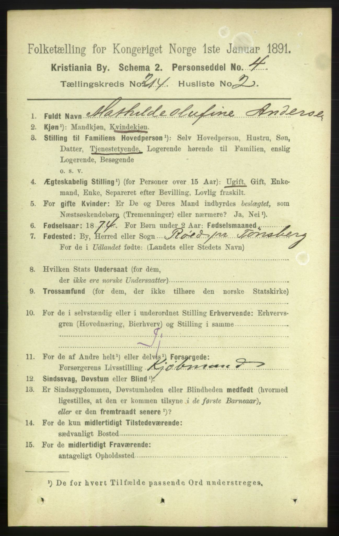 RA, 1891 census for 0301 Kristiania, 1891, p. 127287