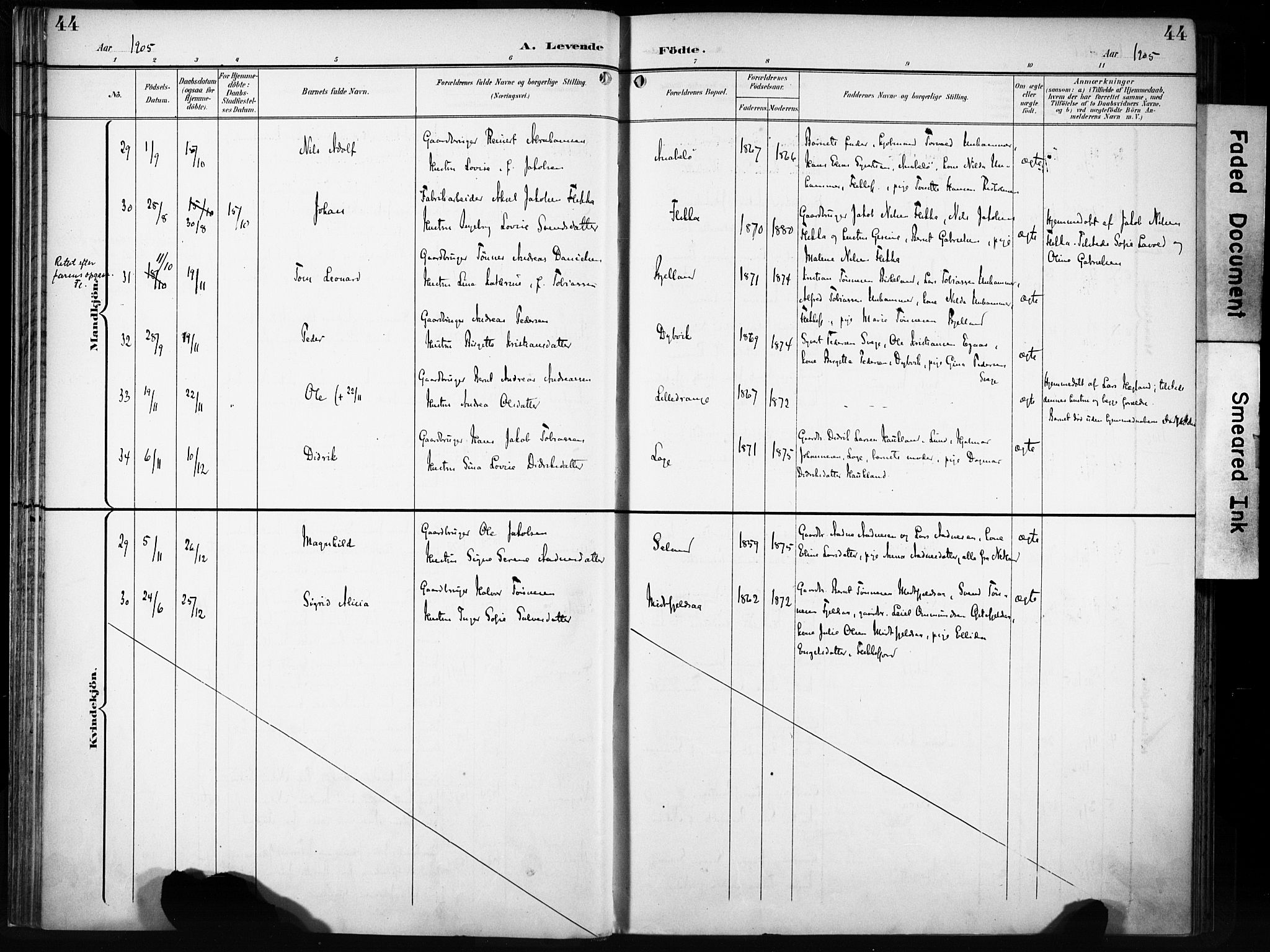 Flekkefjord sokneprestkontor, AV/SAK-1111-0012/F/Fa/Fac/L0009: Parish register (official) no. A 9, 1899-1909, p. 44