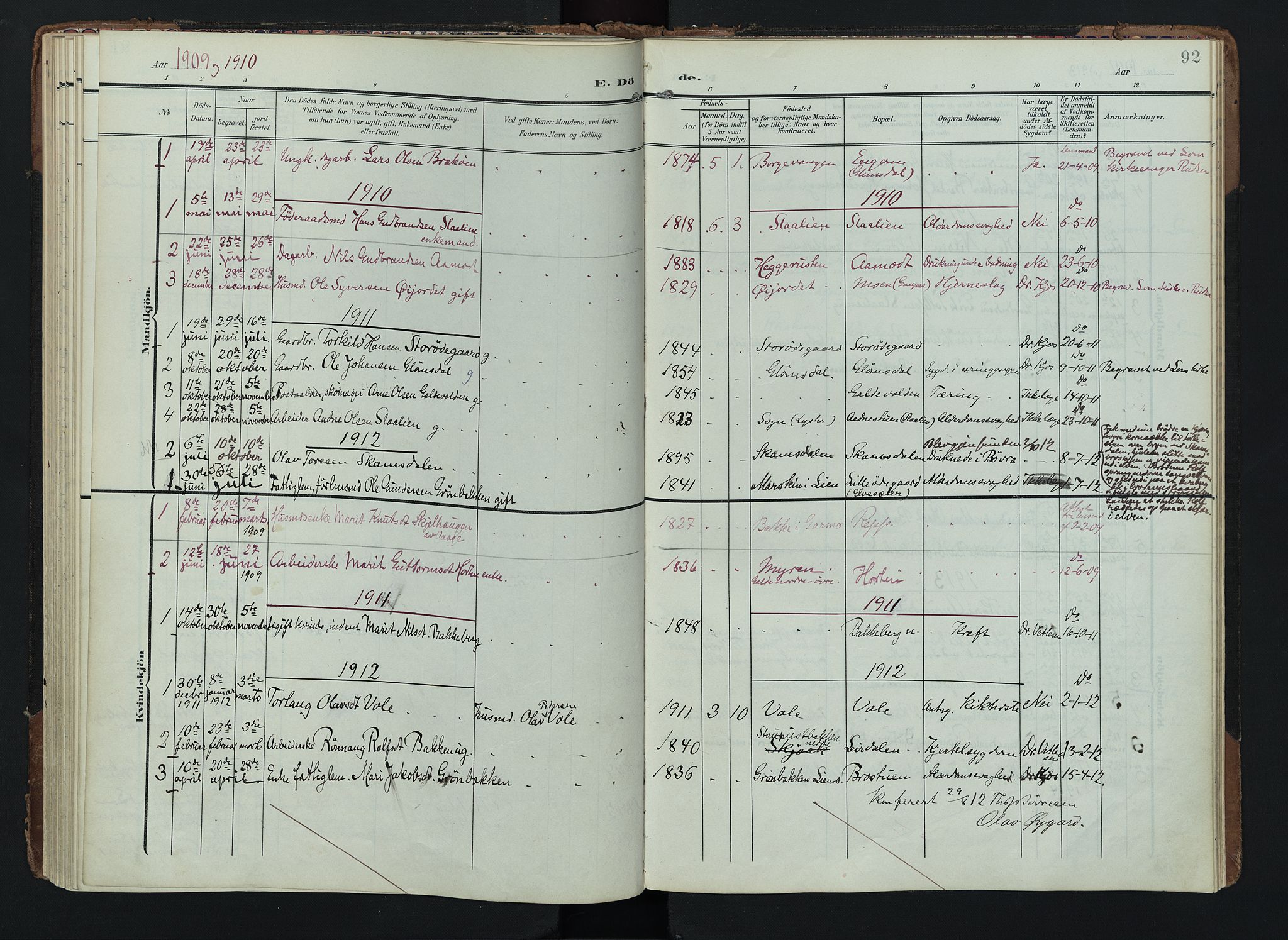 Lom prestekontor, AV/SAH-PREST-070/K/L0012: Parish register (official) no. 12, 1904-1928, p. 92