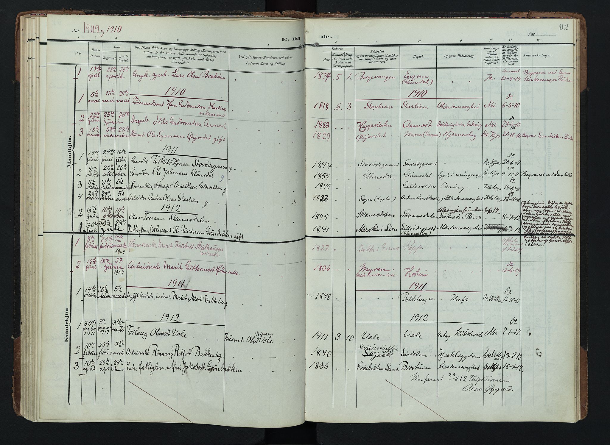 Lom prestekontor, SAH/PREST-070/K/L0012: Parish register (official) no. 12, 1904-1928, p. 92