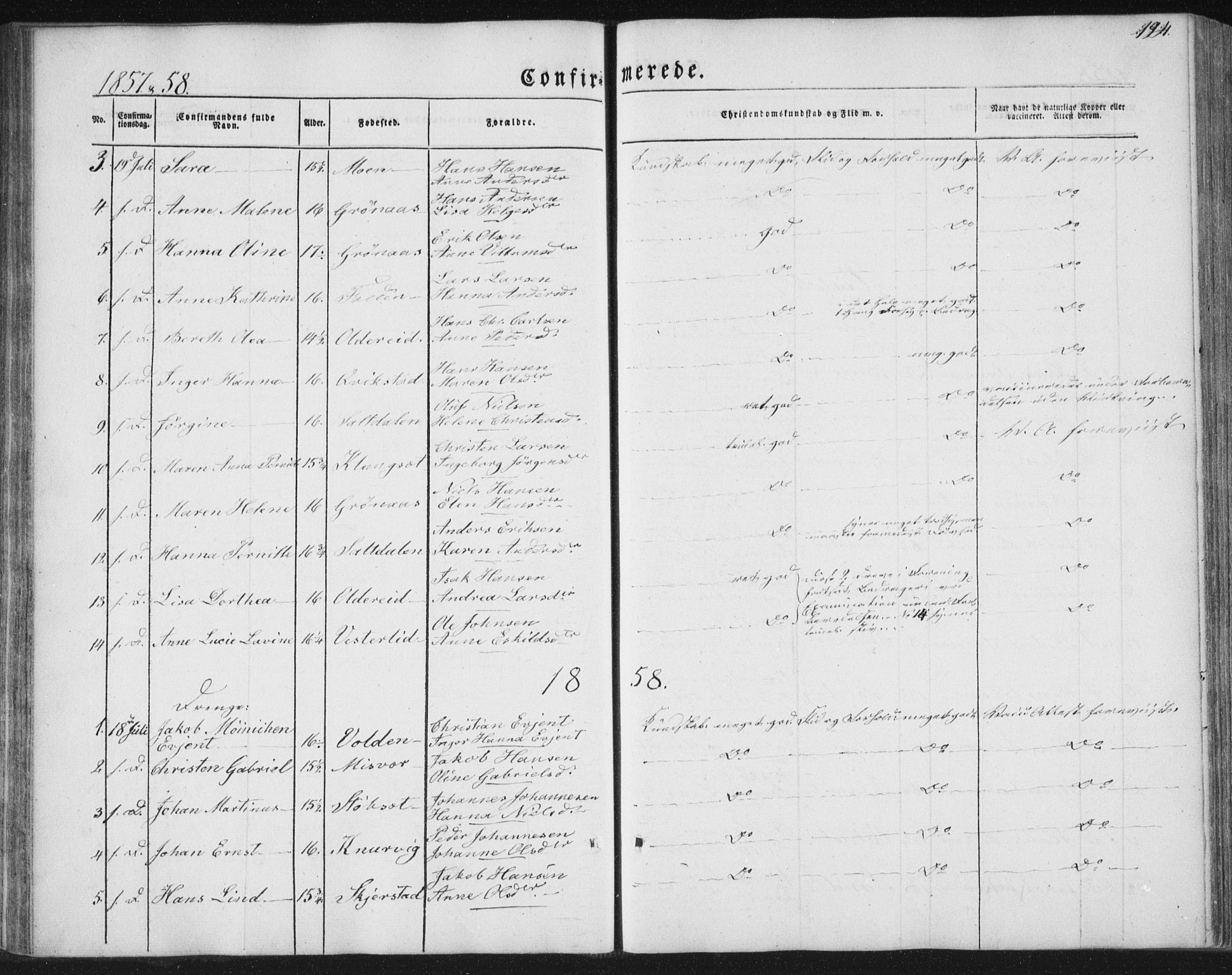 Ministerialprotokoller, klokkerbøker og fødselsregistre - Nordland, AV/SAT-A-1459/852/L0738: Parish register (official) no. 852A08, 1849-1865, p. 194