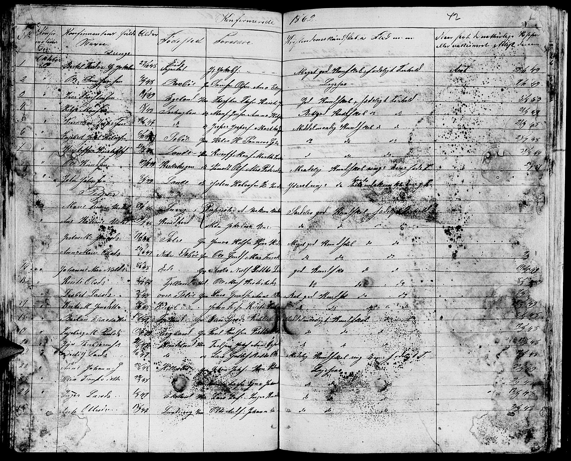 Fjelberg sokneprestembete, SAB/A-75201/H/Hab: Parish register (copy) no. B 2, 1854-1868, p. 42