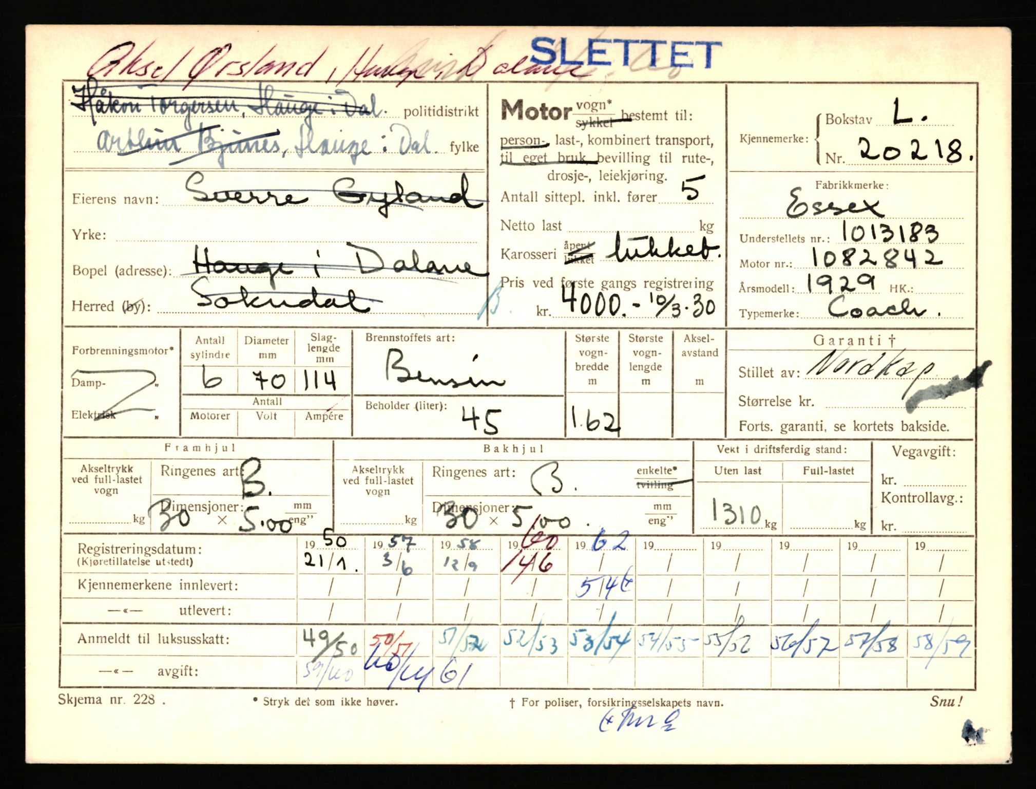 Stavanger trafikkstasjon, AV/SAST-A-101942/0/F/L0036: L-20000 - L-20499, 1930-1971, p. 911