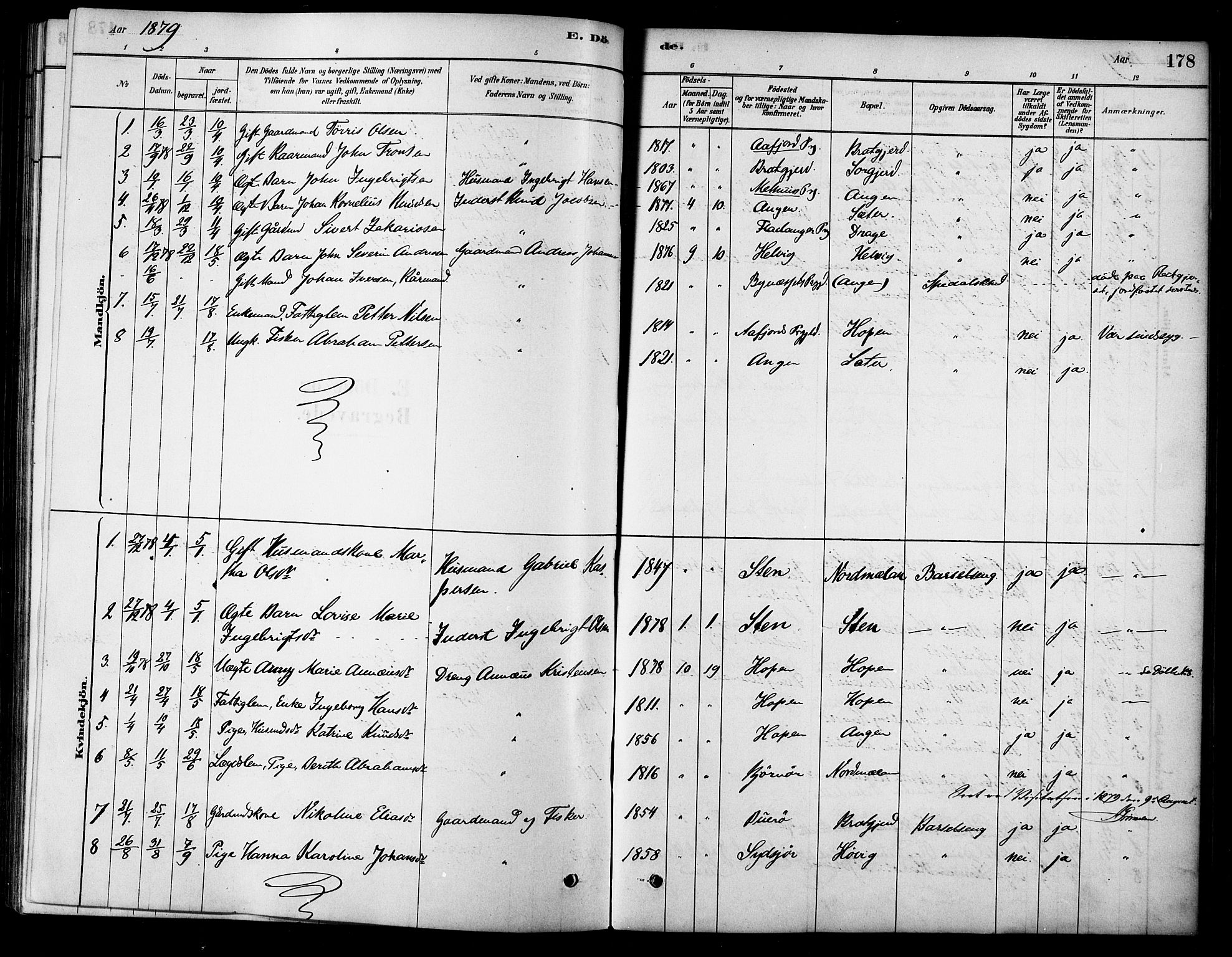 Ministerialprotokoller, klokkerbøker og fødselsregistre - Sør-Trøndelag, SAT/A-1456/658/L0722: Parish register (official) no. 658A01, 1879-1896, p. 178