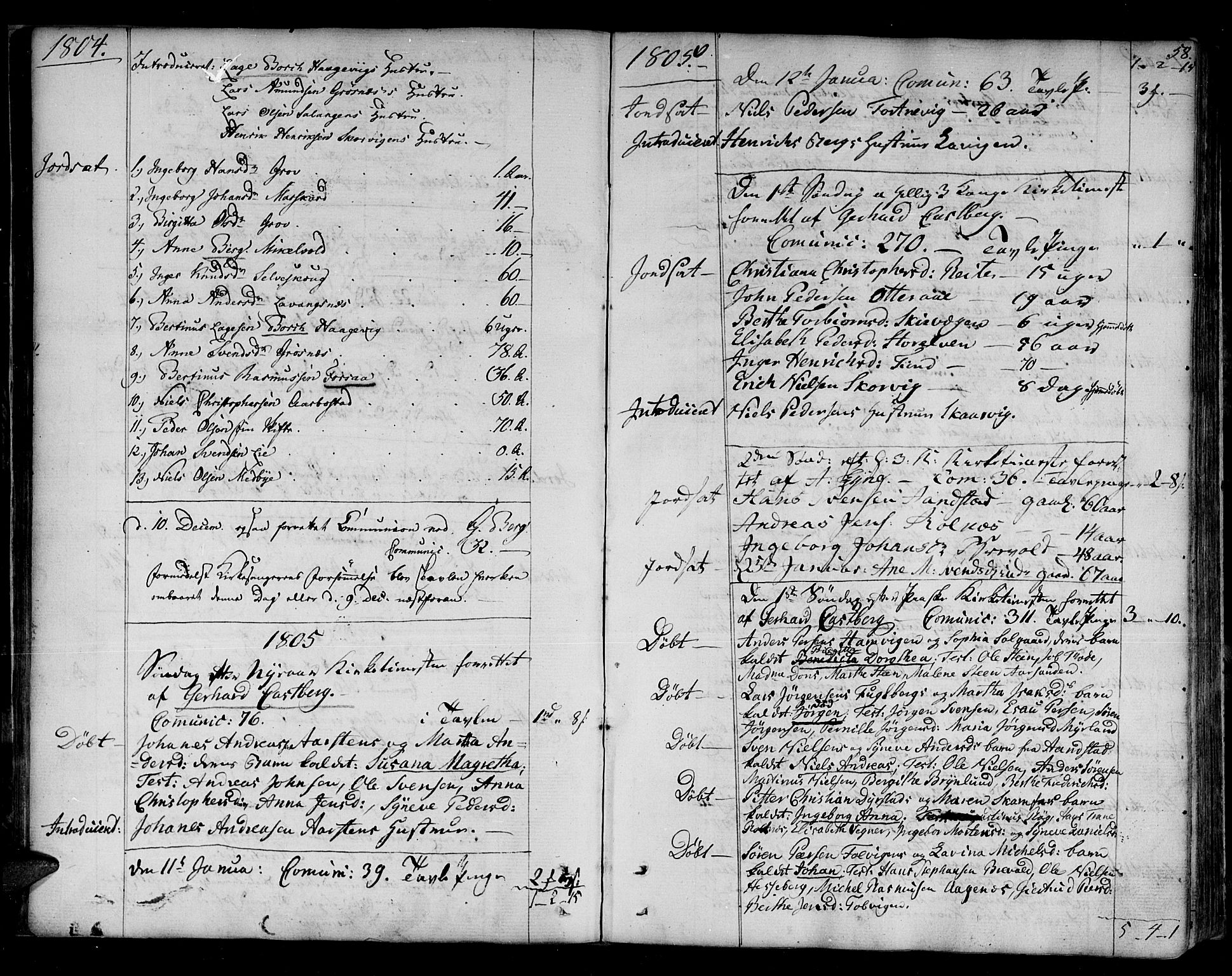 Ibestad sokneprestembete, SATØ/S-0077/H/Ha/Haa/L0004kirke: Parish register (official) no. 4, 1801-1824, p. 58