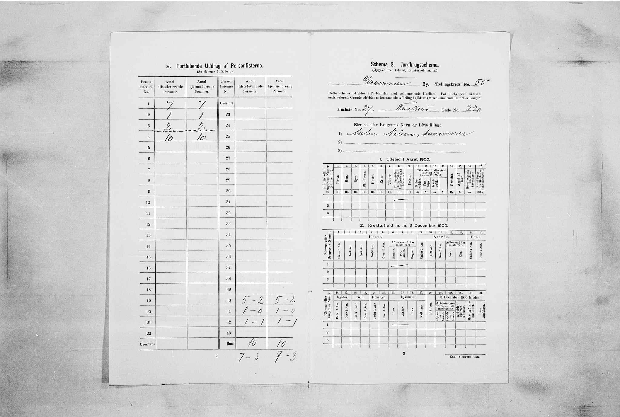 RA, 1900 census for Drammen, 1900, p. 13947