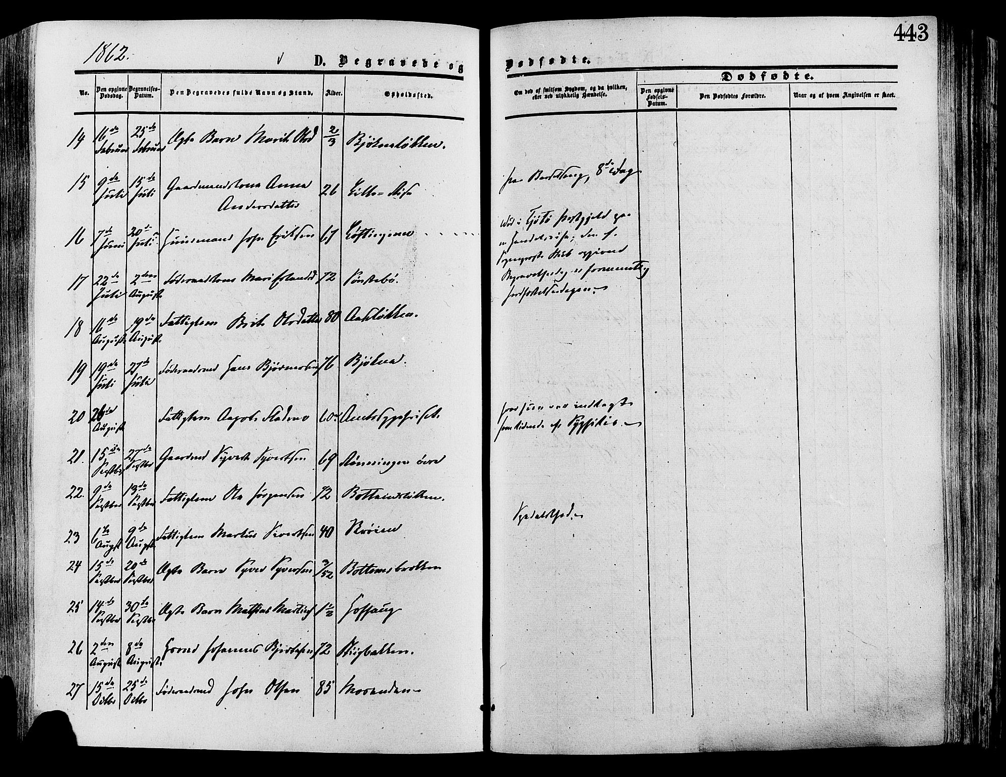Lesja prestekontor, SAH/PREST-068/H/Ha/Haa/L0008: Parish register (official) no. 8, 1854-1880, p. 443