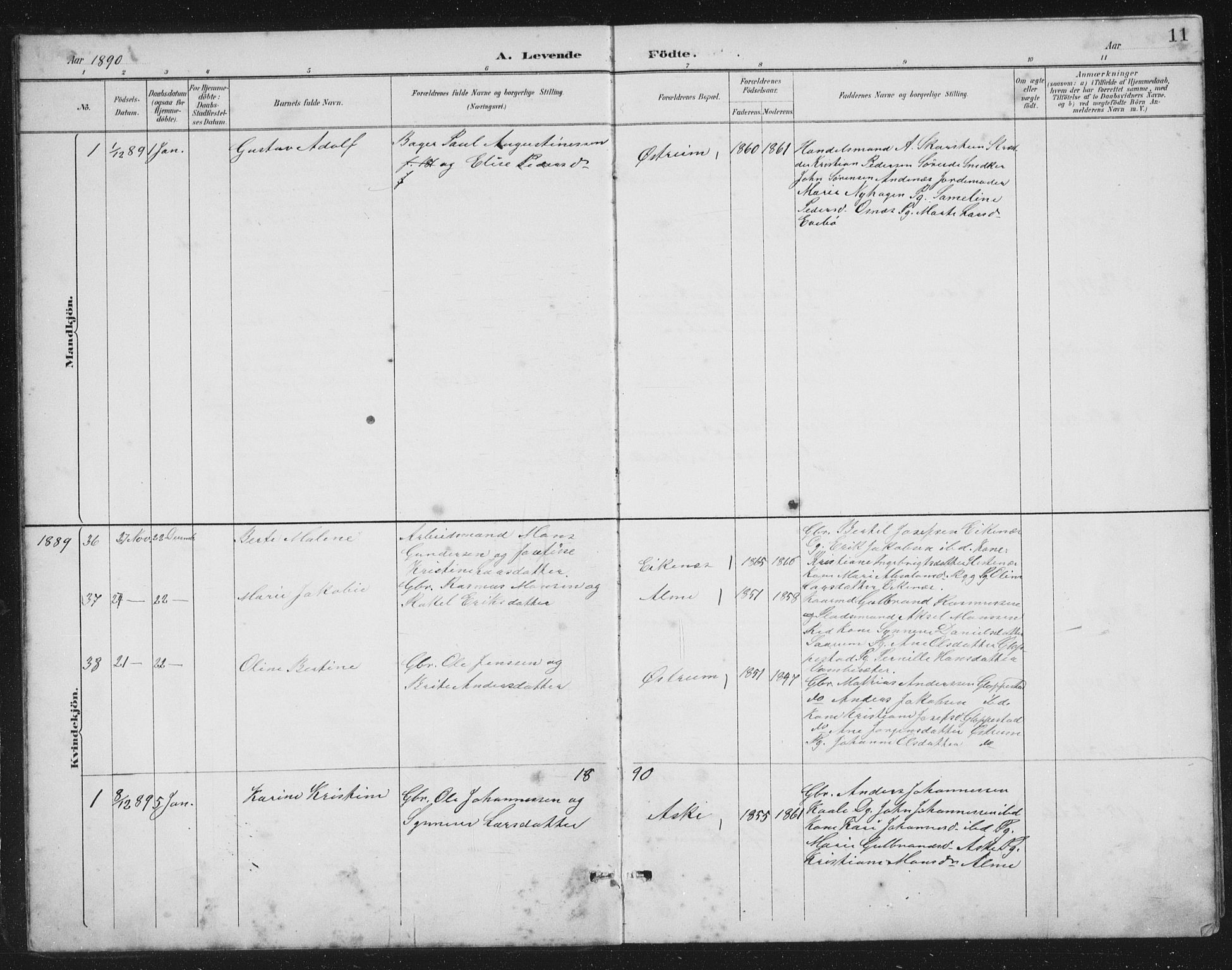 Gloppen sokneprestembete, AV/SAB-A-80101/H/Hab/Habb/L0002: Parish register (copy) no. B 2, 1889-1909, p. 11