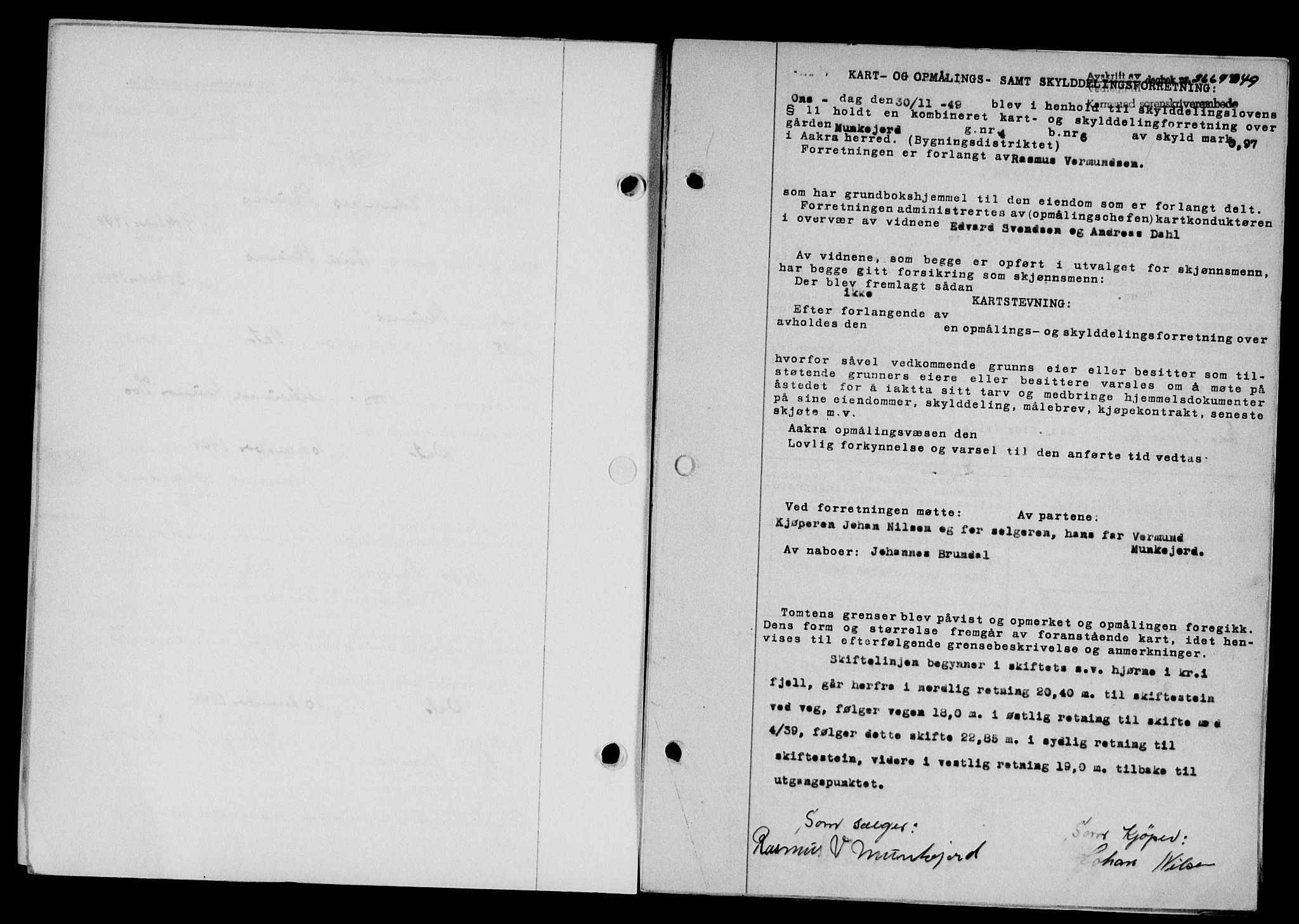 Karmsund sorenskriveri, SAST/A-100311/01/II/IIB/L0098: Mortgage book no. 78A, 1949-1950, Diary no: : 3669/1949