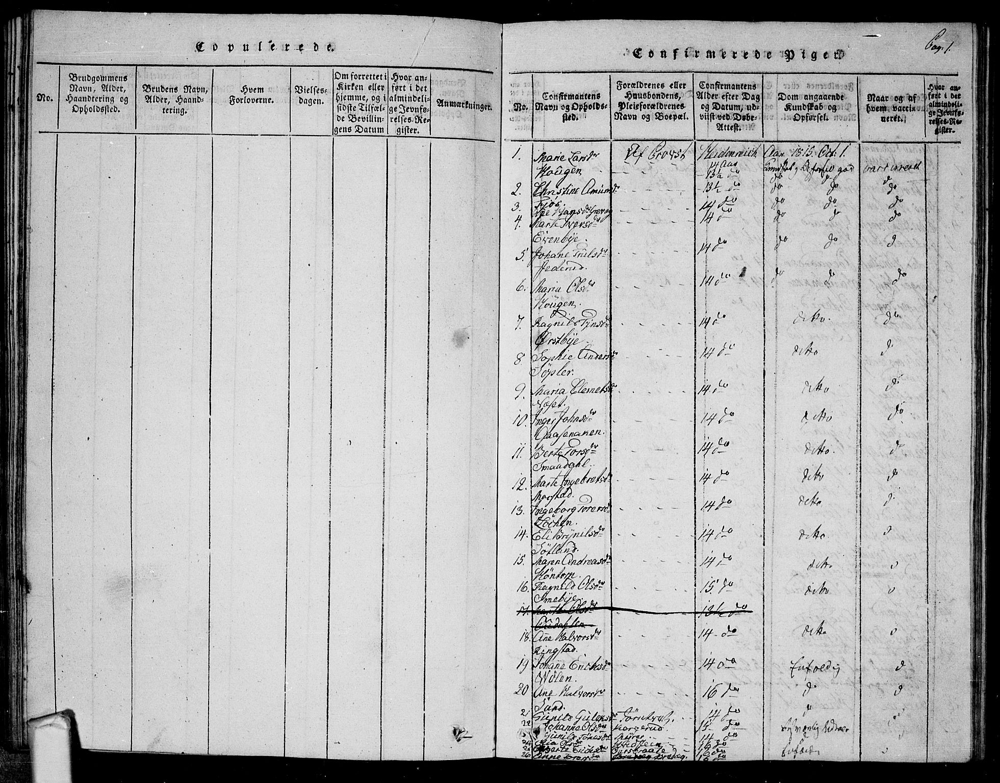 Trøgstad prestekontor Kirkebøker, SAO/A-10925/G/Ga/L0001: Parish register (copy) no. I 1, 1815-1831, p. 1