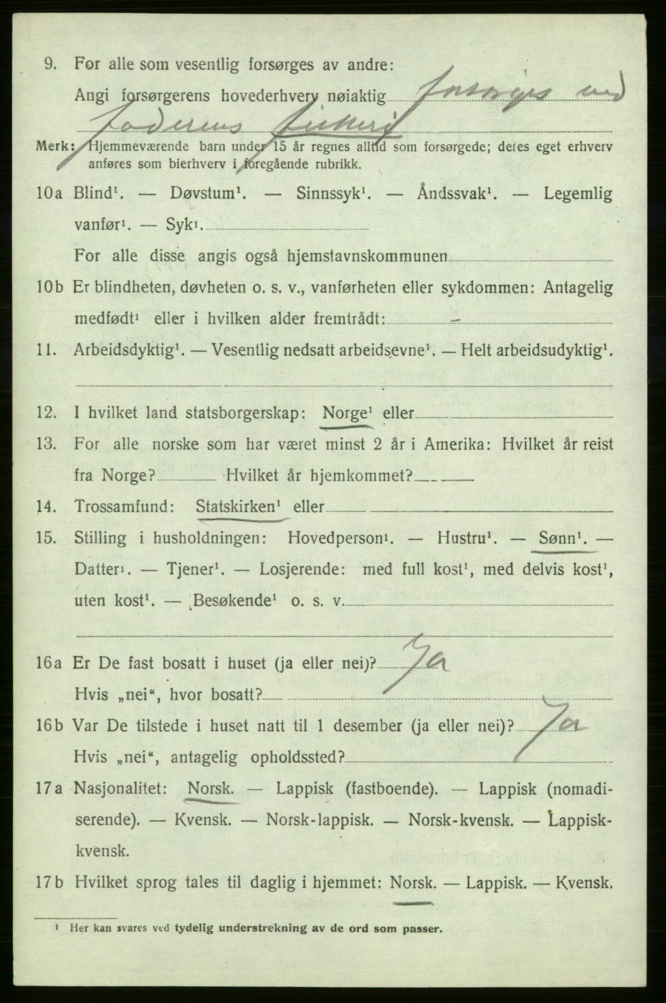 SATØ, 1920 census for Kjelvik, 1920, p. 3106