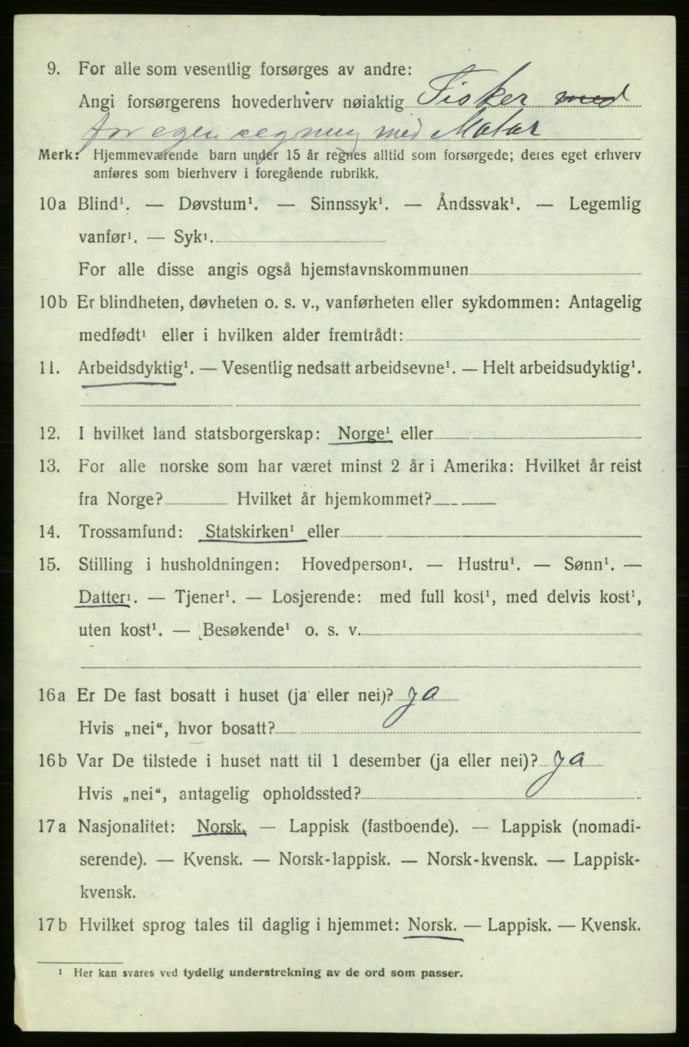 SATØ, 1920 census for , 1920, p. 629