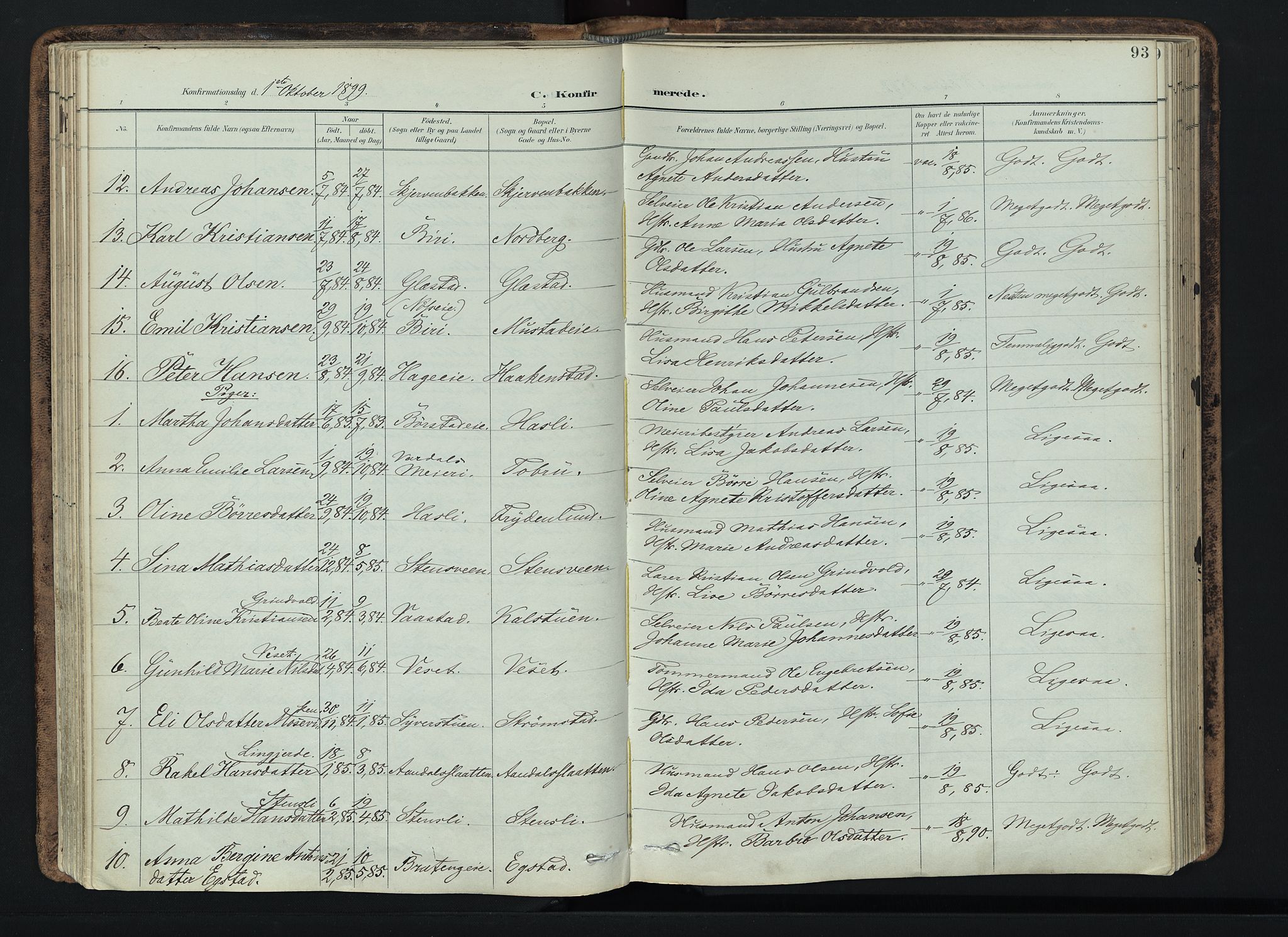 Vardal prestekontor, SAH/PREST-100/H/Ha/Haa/L0019: Parish register (official) no. 19, 1893-1907, p. 93