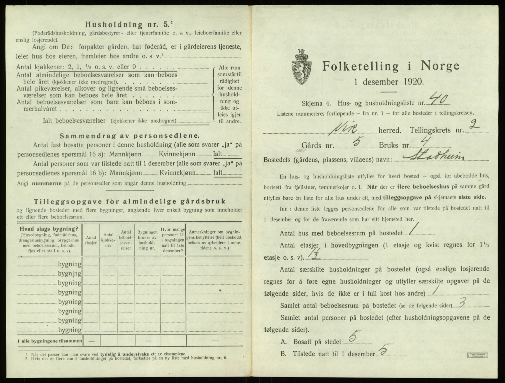 SAB, 1920 census for Vik, 1920, p. 350