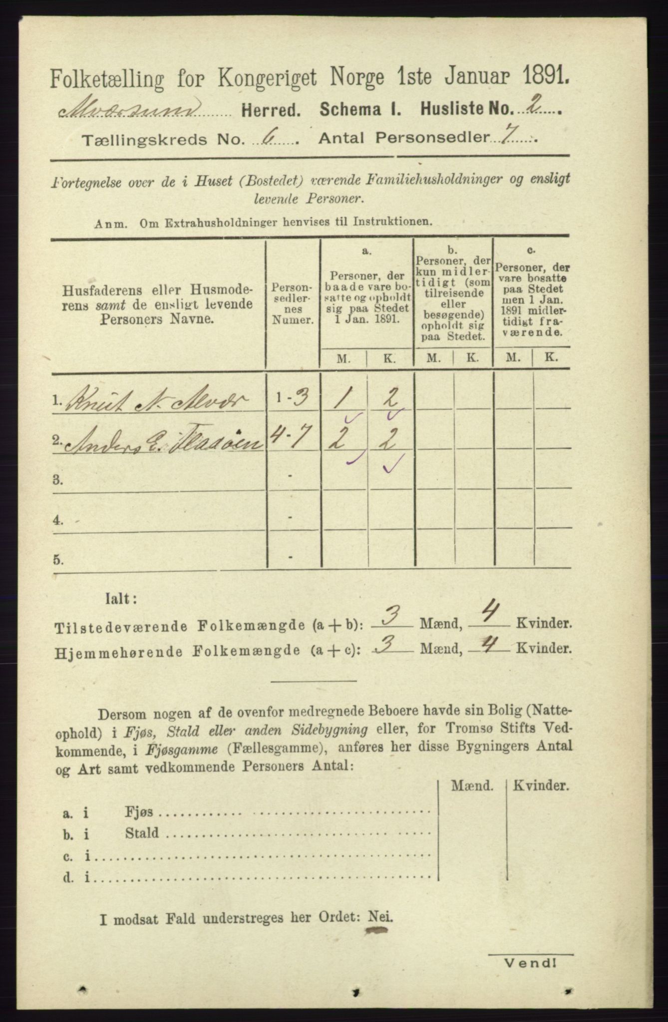 RA, 1891 census for 1257 Alversund, 1891, p. 2010