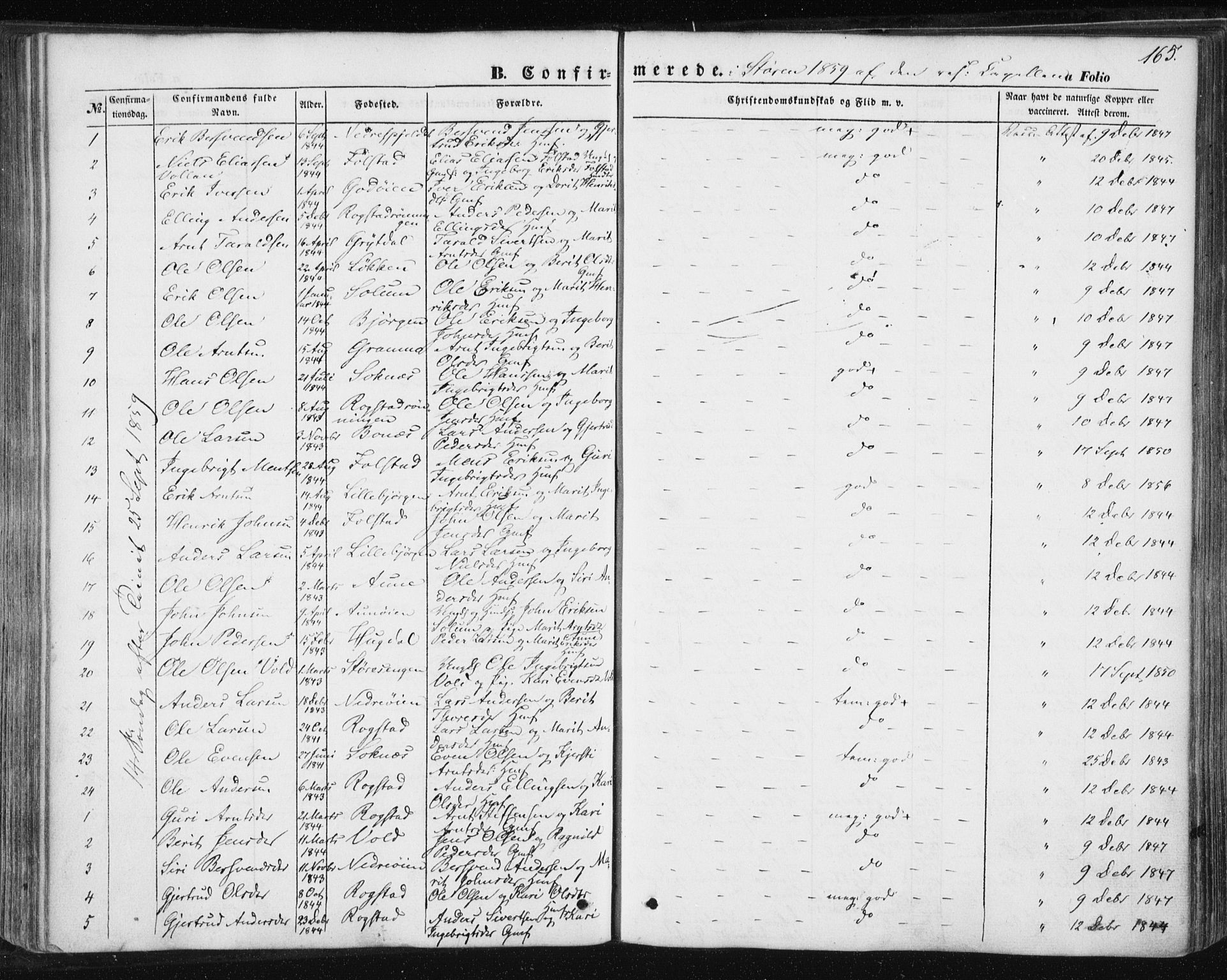 Ministerialprotokoller, klokkerbøker og fødselsregistre - Sør-Trøndelag, SAT/A-1456/687/L1000: Parish register (official) no. 687A06, 1848-1869, p. 165