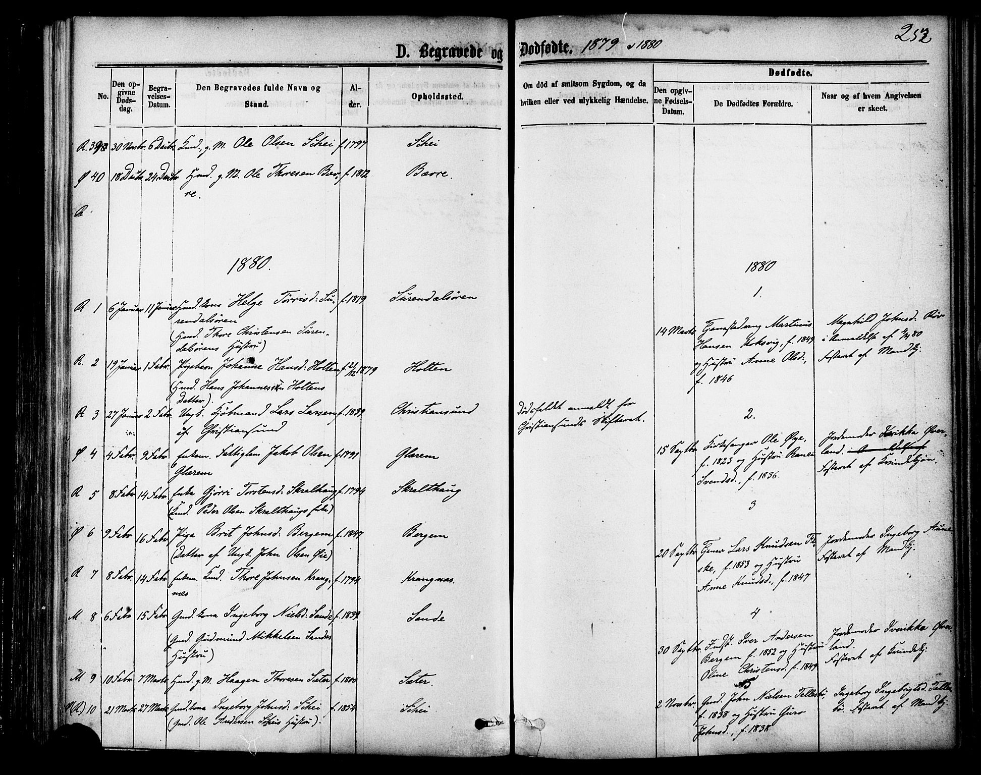 Ministerialprotokoller, klokkerbøker og fødselsregistre - Møre og Romsdal, AV/SAT-A-1454/595/L1046: Parish register (official) no. 595A08, 1874-1884, p. 252