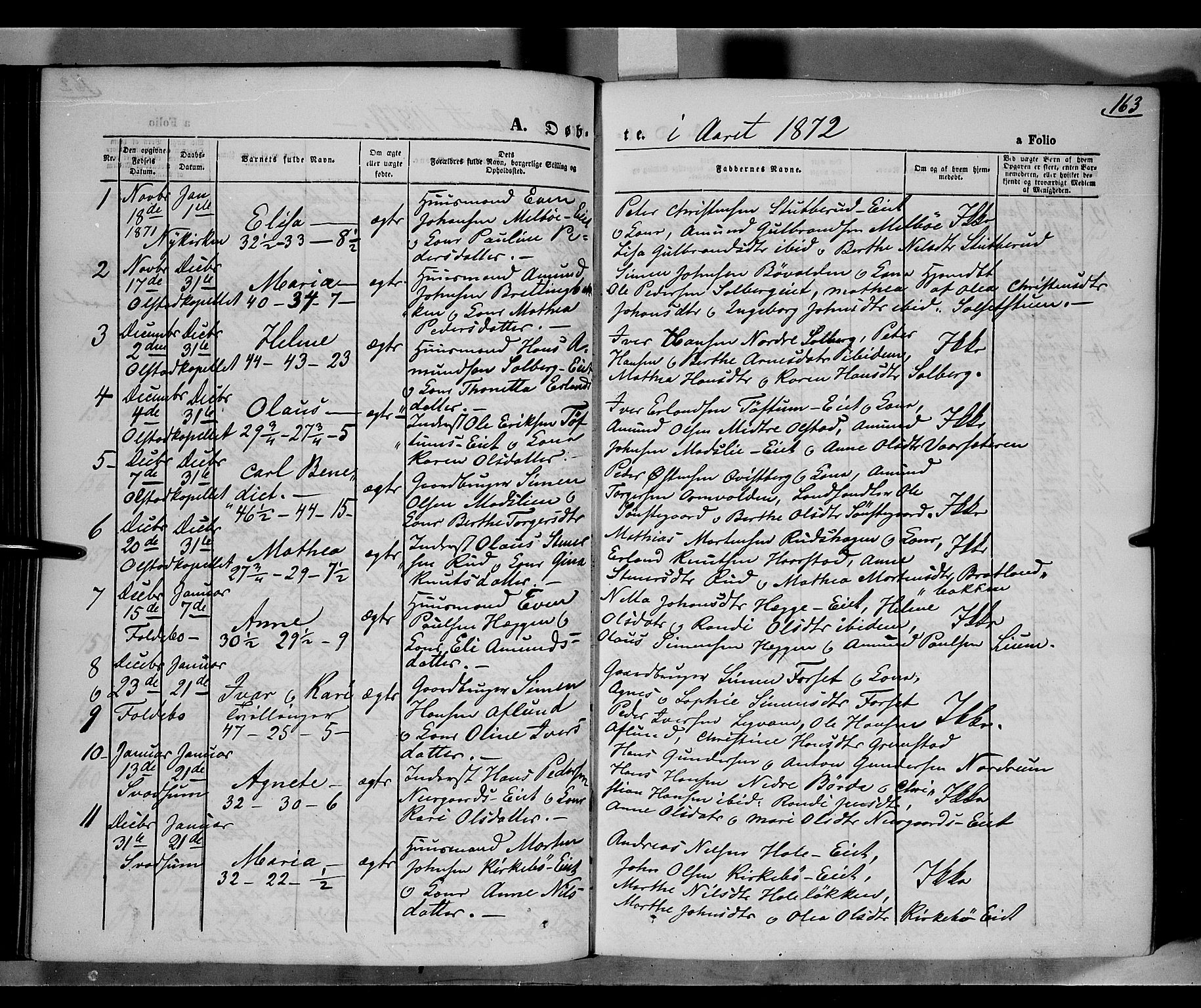 Gausdal prestekontor, SAH/PREST-090/H/Ha/Haa/L0009: Parish register (official) no. 9, 1862-1873, p. 163