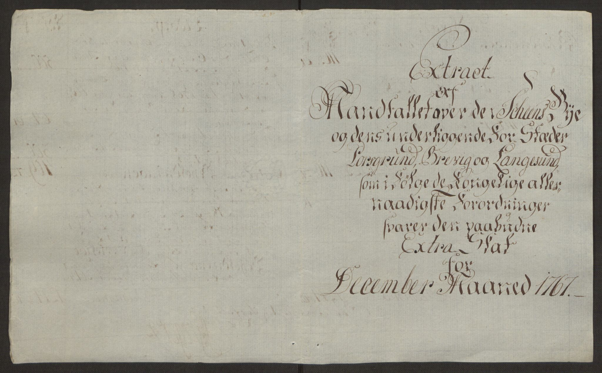 Rentekammeret inntil 1814, Reviderte regnskaper, Byregnskaper, AV/RA-EA-4066/R/Rj/L0198/0001: [J4] Kontribusjonsregnskap / Ekstraskatt, 1762-1768, p. 462