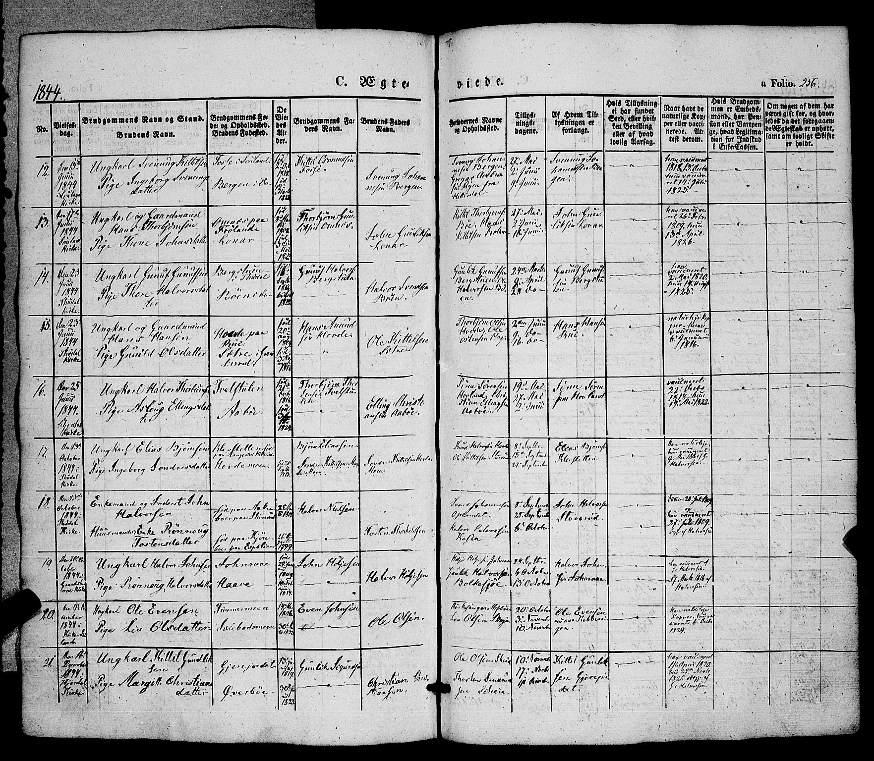 Hjartdal kirkebøker, SAKO/A-270/F/Fa/L0008: Parish register (official) no. I 8, 1844-1859, p. 256