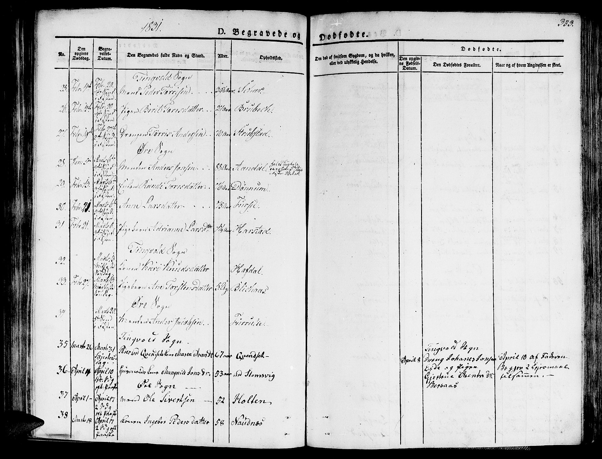 Ministerialprotokoller, klokkerbøker og fødselsregistre - Møre og Romsdal, AV/SAT-A-1454/586/L0983: Parish register (official) no. 586A09, 1829-1843, p. 333