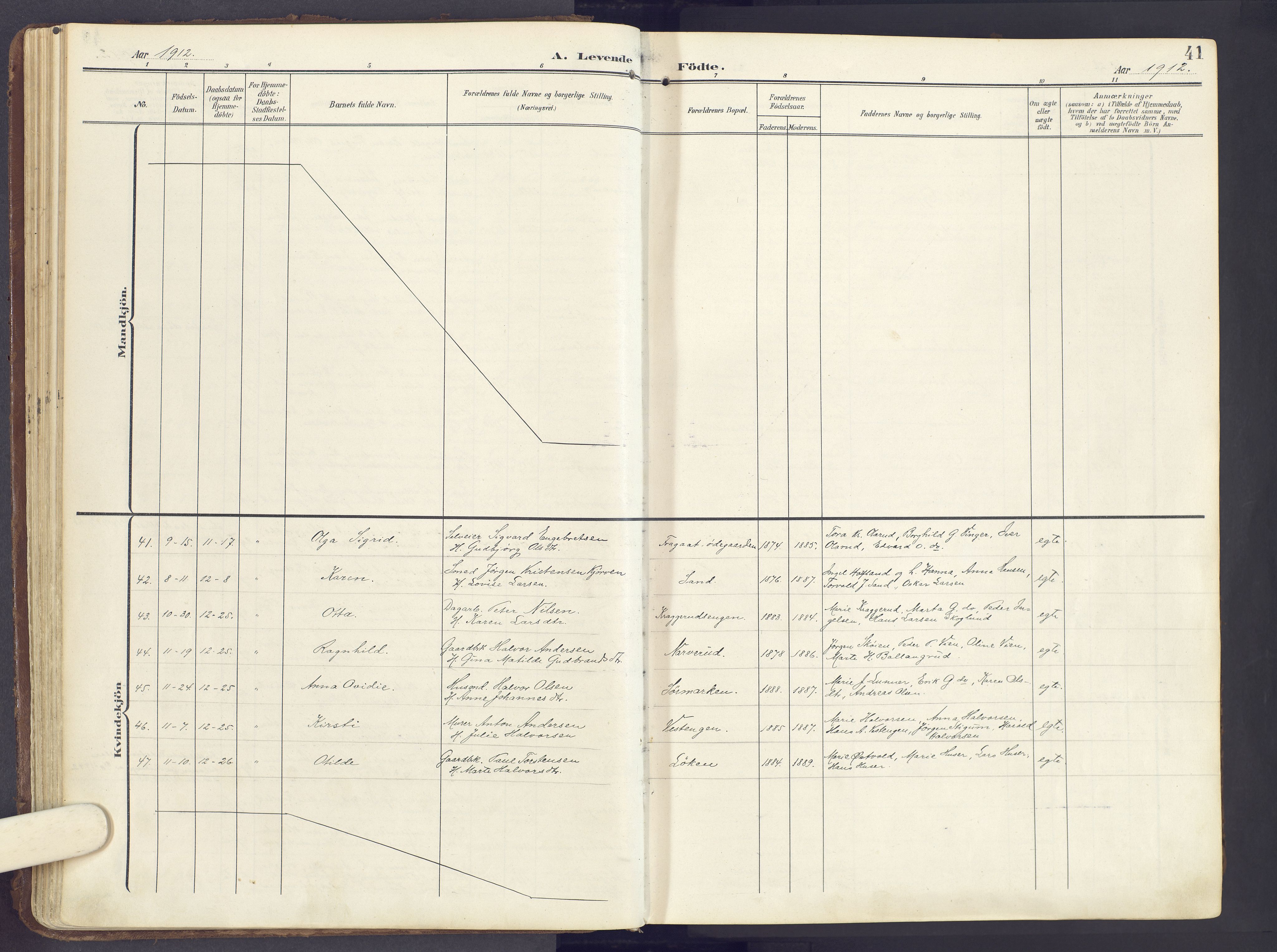 Lunner prestekontor, SAH/PREST-118/H/Ha/Haa/L0001: Parish register (official) no. 1, 1907-1922, p. 41