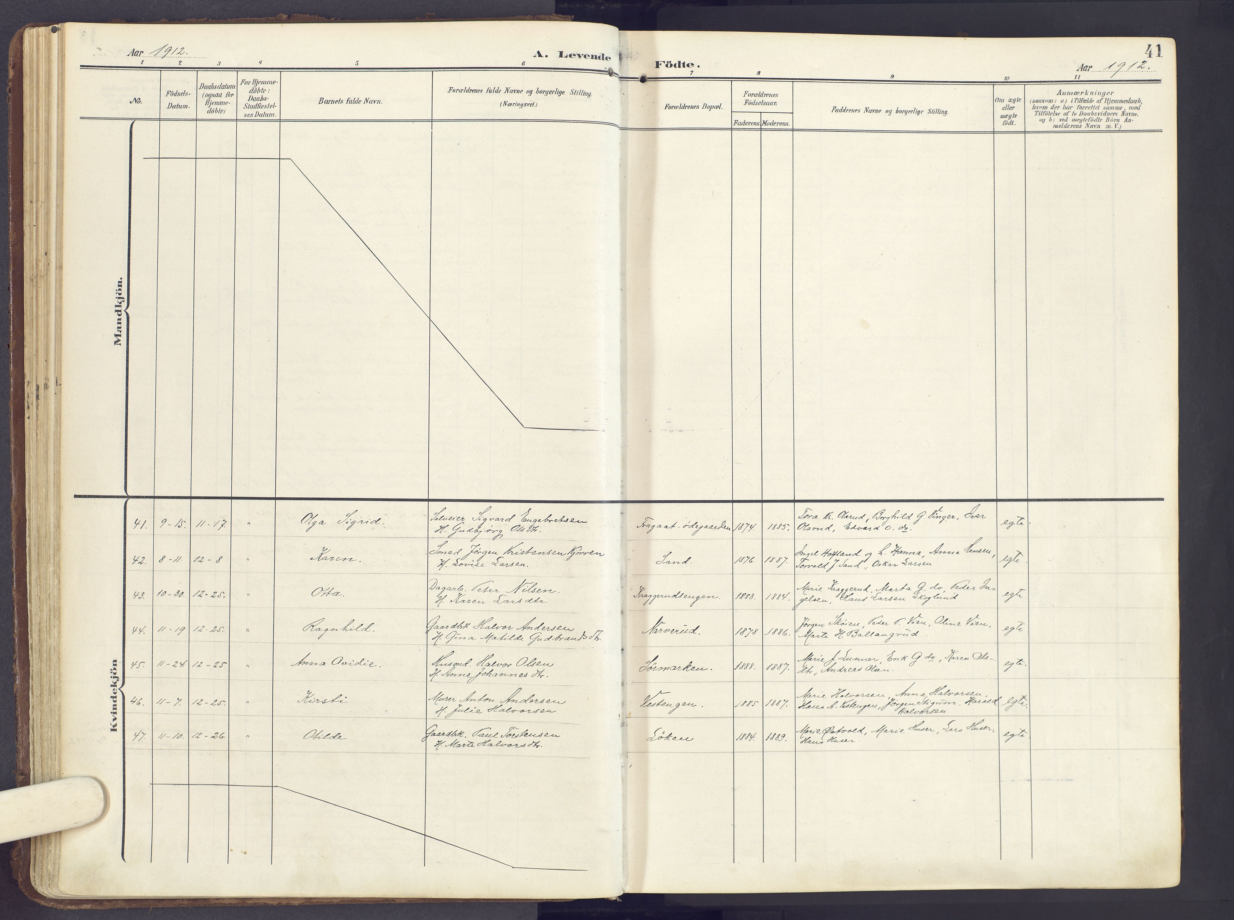 Lunner prestekontor, AV/SAH-PREST-118/H/Ha/Haa/L0001: Parish register (official) no. 1, 1907-1922, p. 41