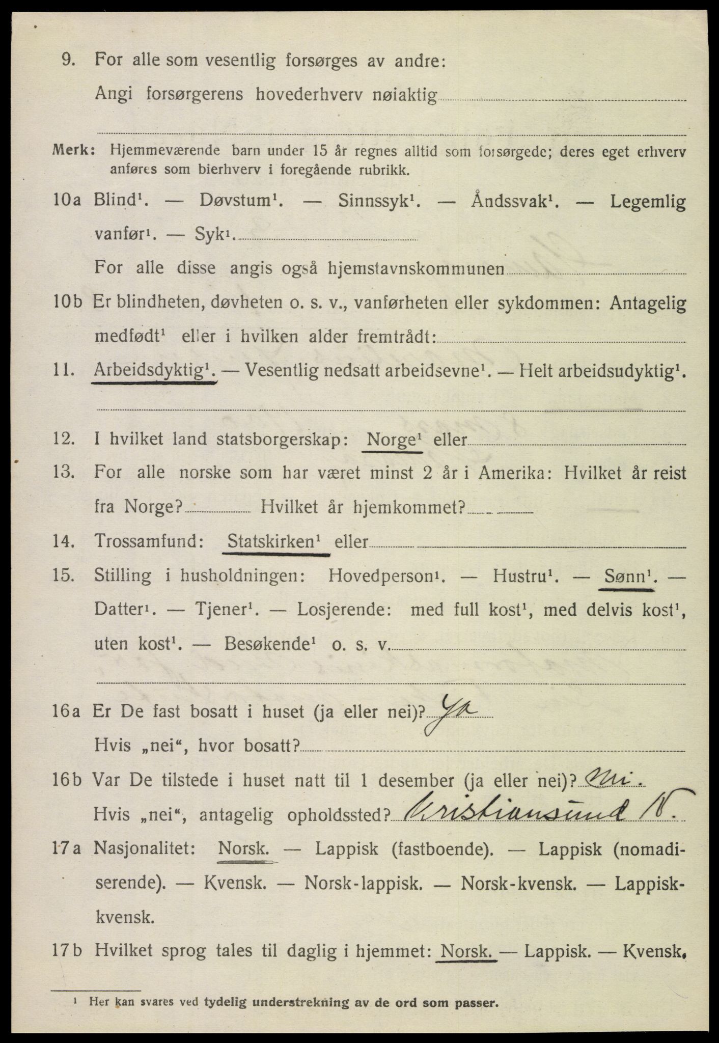 SAT, 1920 census for Hamarøy, 1920, p. 1183