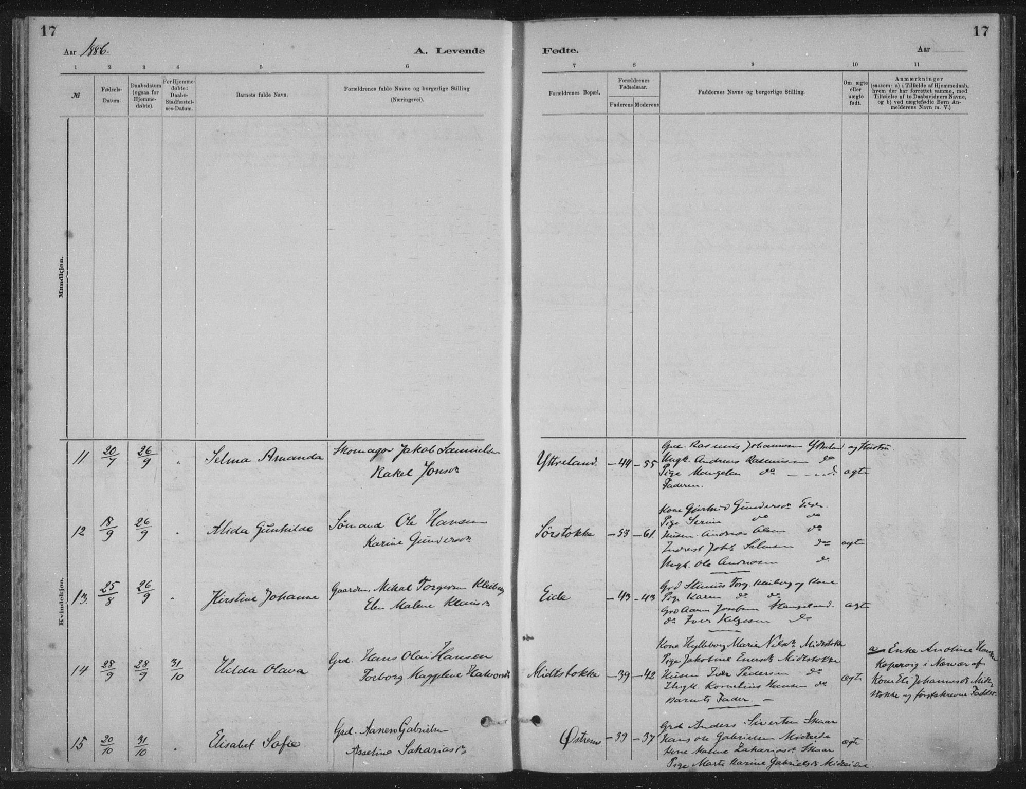 Kopervik sokneprestkontor, AV/SAST-A-101850/H/Ha/Haa/L0002: Parish register (official) no. A 2, 1880-1912, p. 17