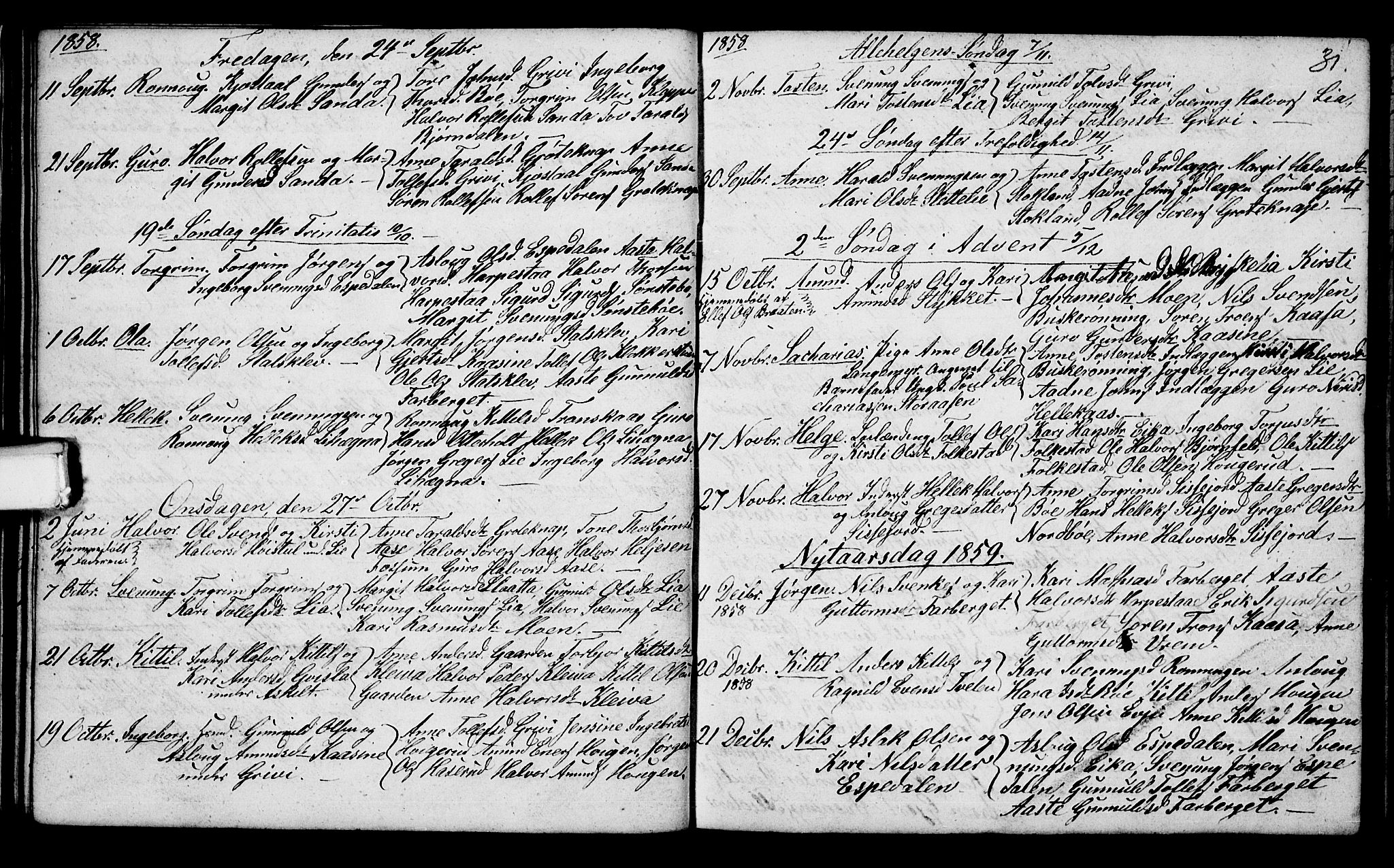 Bø kirkebøker, SAKO/A-257/G/Ga/L0002: Parish register (copy) no. 2, 1853-1866, p. 31