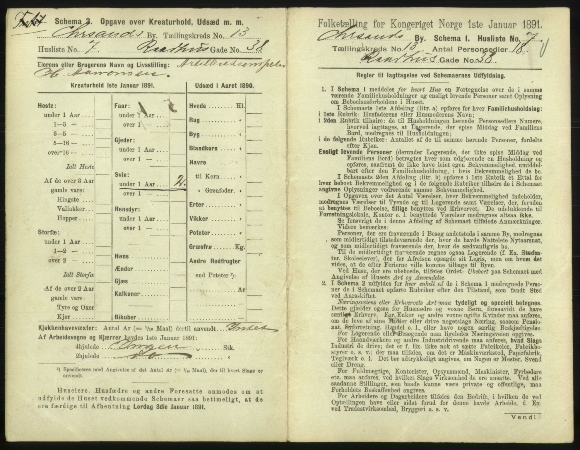 RA, 1891 census for 1001 Kristiansand, 1891, p. 880