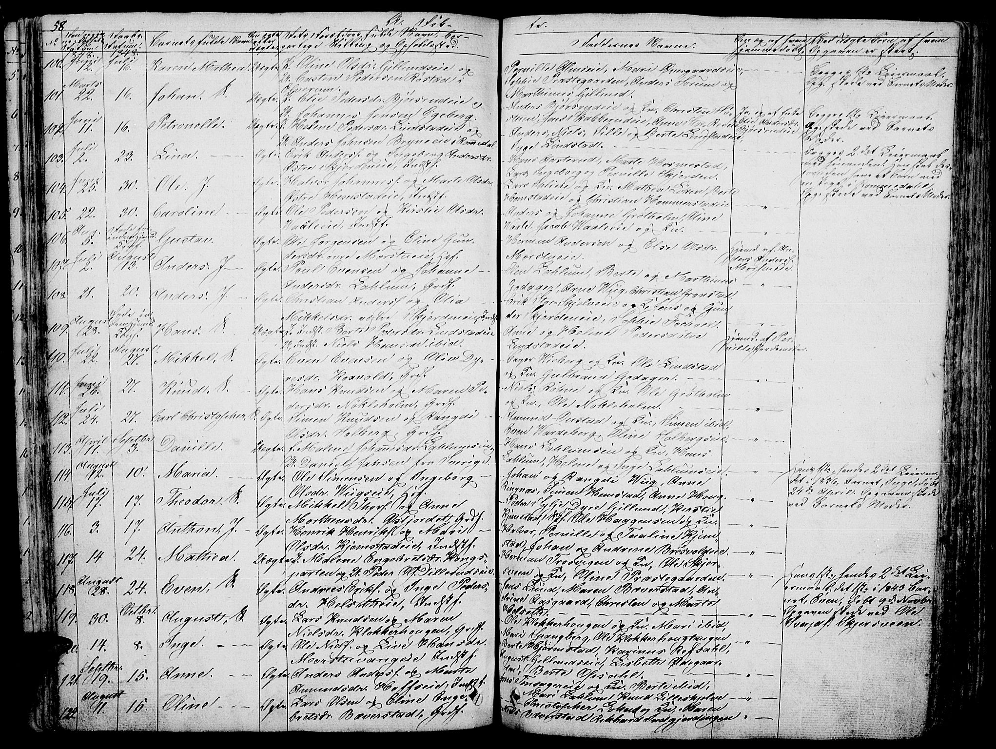 Stange prestekontor, AV/SAH-PREST-002/L/L0003: Parish register (copy) no. 3, 1840-1864, p. 58