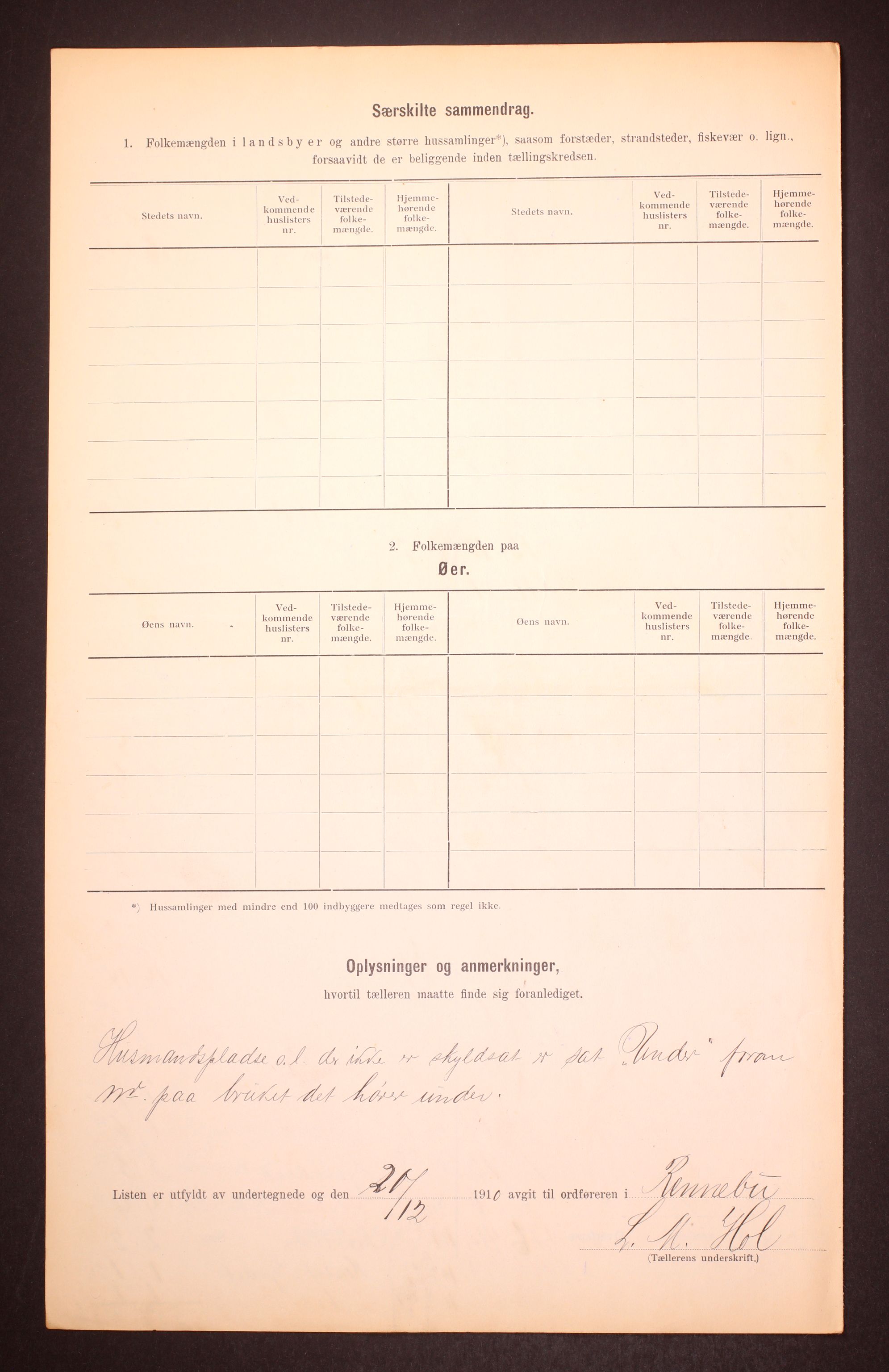 RA, 1910 census for Rennebu, 1910, p. 9