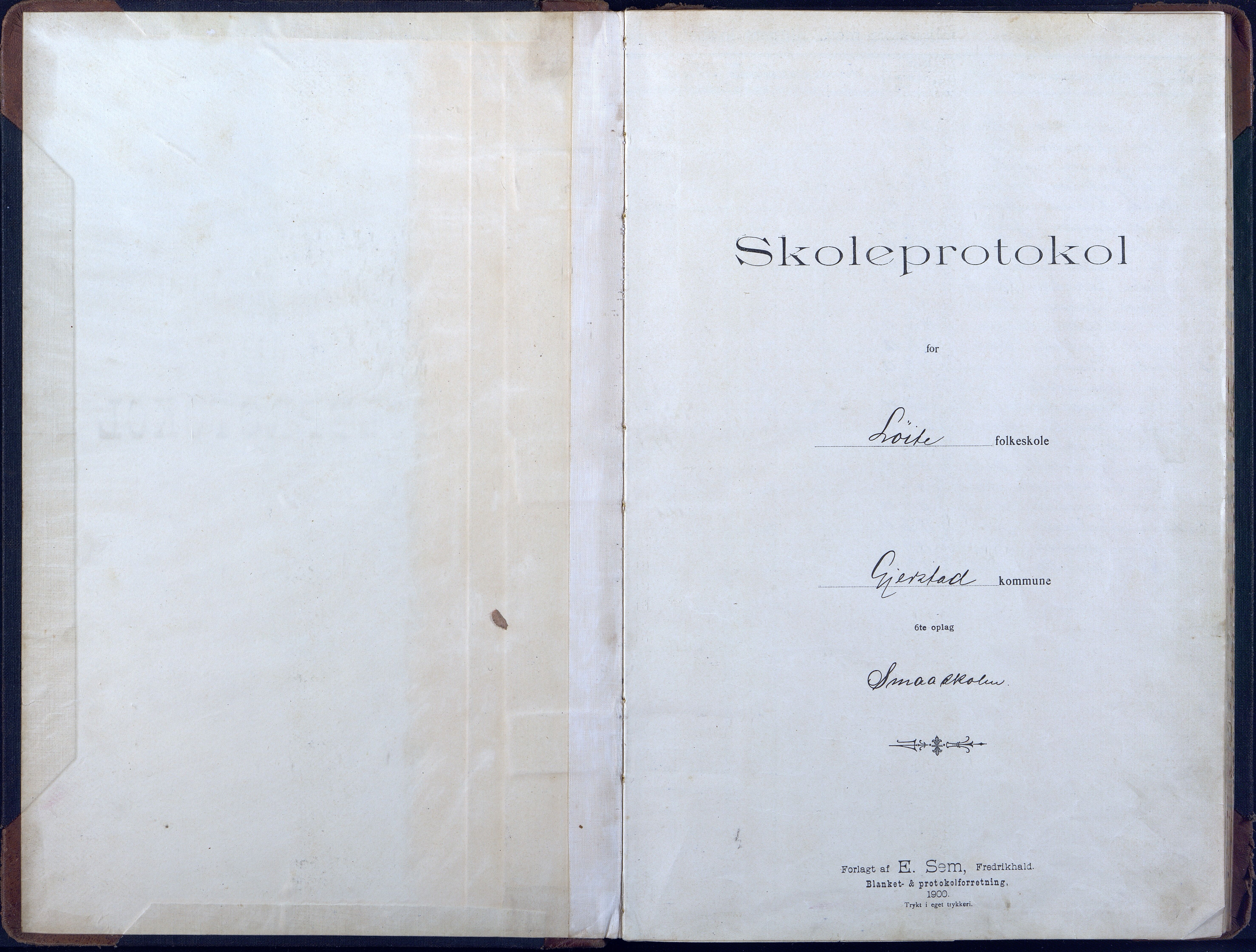 Gjerstad Kommune, Løite Skole, AAKS/KA0911-550c/F02/L0001: Skoleprotokoll, 1903-1914