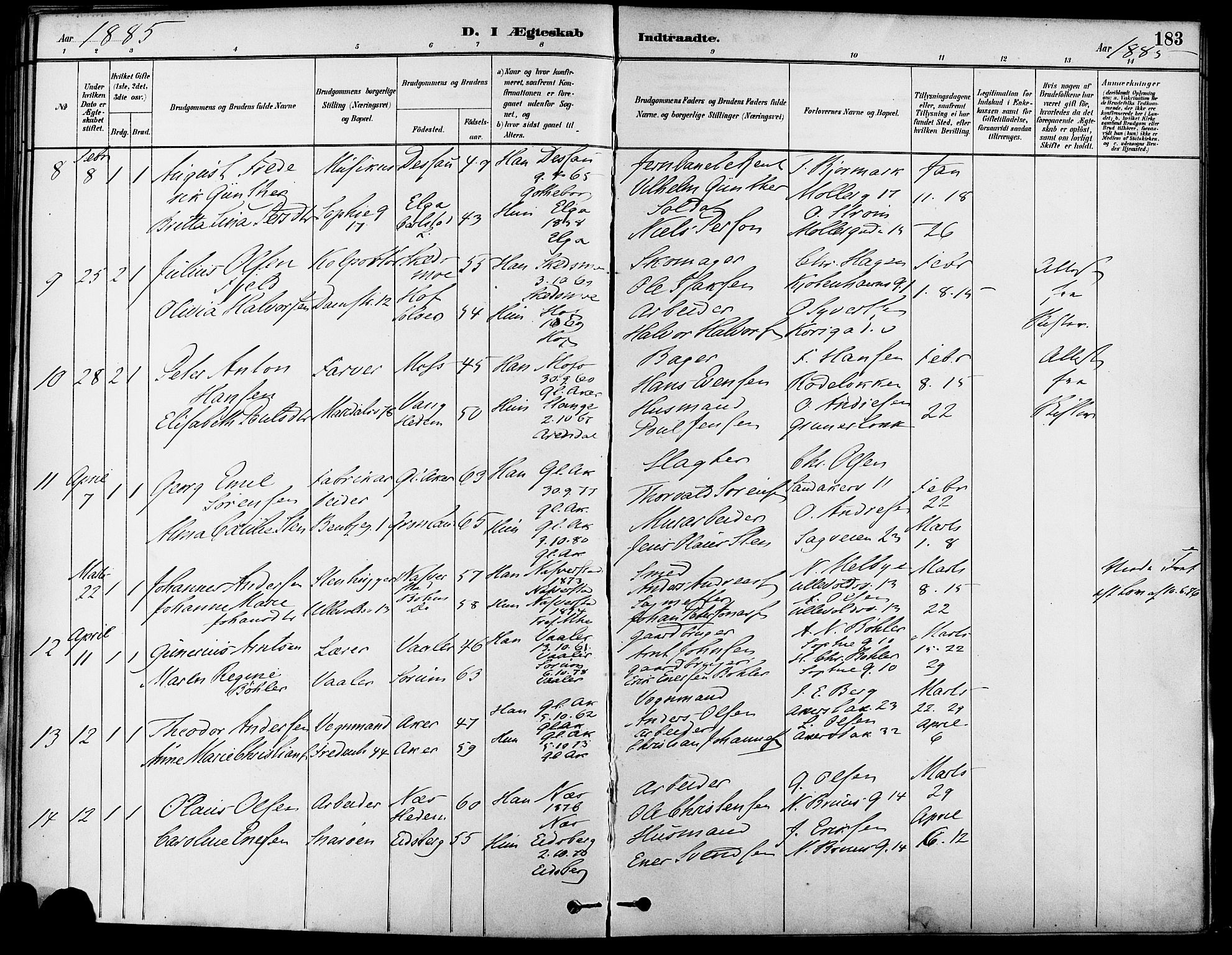 Gamle Aker prestekontor Kirkebøker, SAO/A-10617a/F/L0007: Parish register (official) no. 7, 1882-1890, p. 183