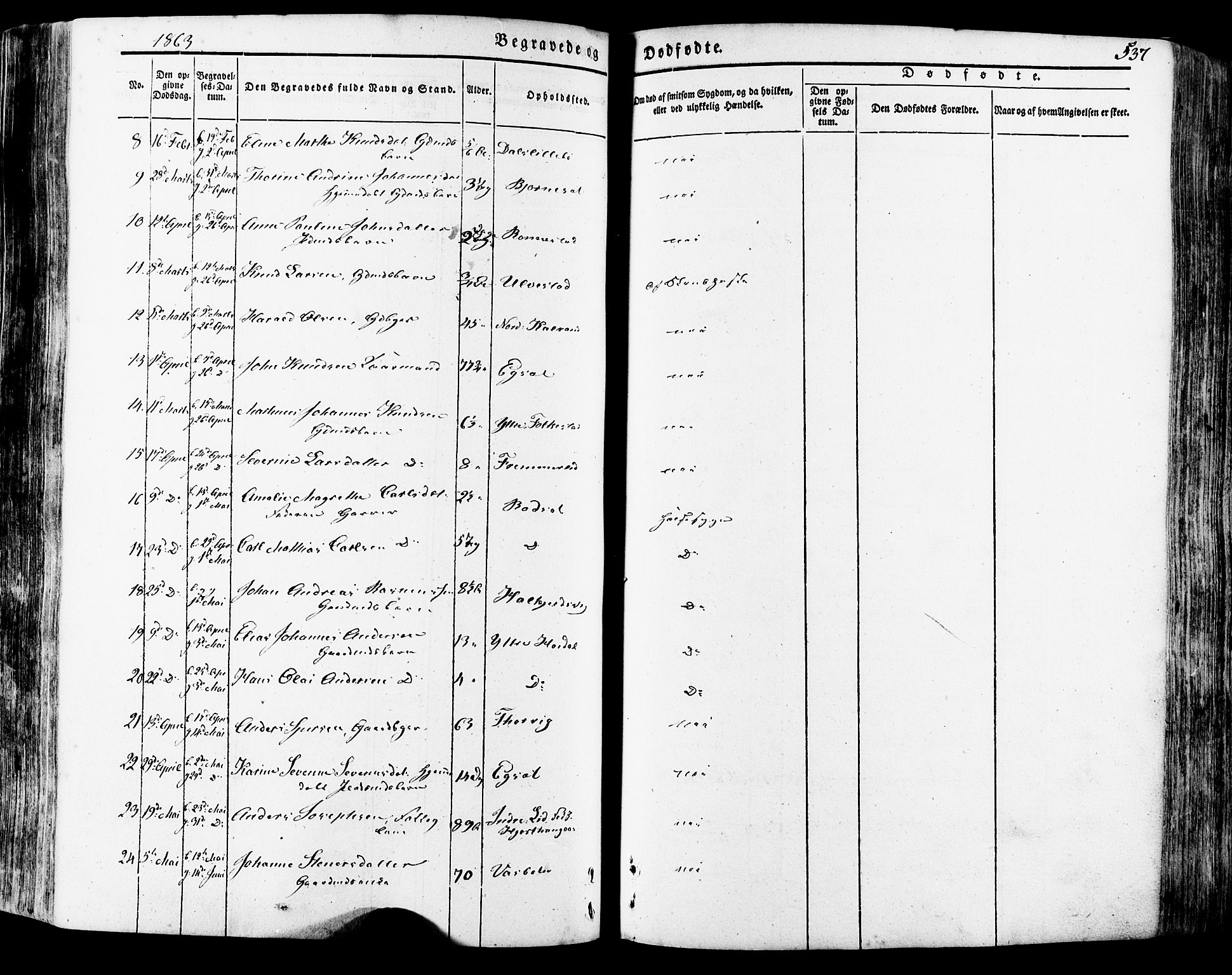 Ministerialprotokoller, klokkerbøker og fødselsregistre - Møre og Romsdal, SAT/A-1454/511/L0140: Parish register (official) no. 511A07, 1851-1878, p. 537