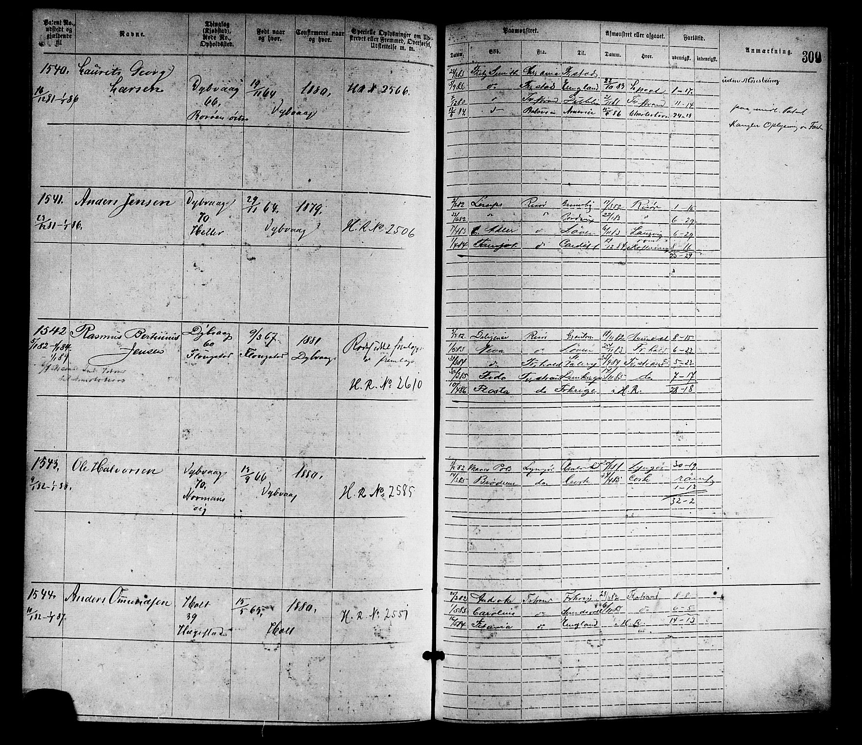 Tvedestrand mønstringskrets, SAK/2031-0011/F/Fa/L0001: Annotasjonsrulle nr 1-1905 med register, R-1, 1866-1886, p. 334