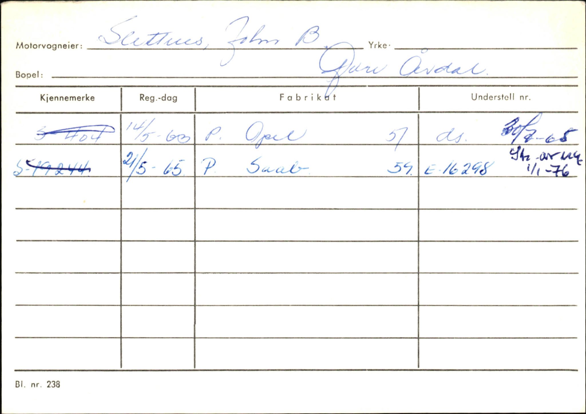 Statens vegvesen, Sogn og Fjordane vegkontor, SAB/A-5301/4/F/L0146: Registerkort Årdal R-Å samt diverse kort, 1945-1975, p. 458