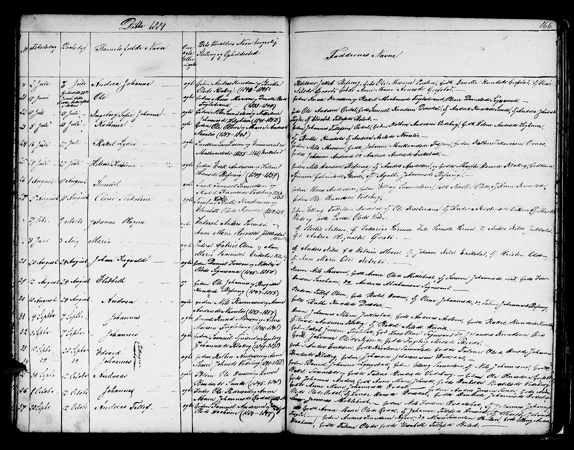 Jølster sokneprestembete, SAB/A-80701/H/Hab/Habb/L0001: Parish register (copy) no. B 1, 1853-1887, p. 166